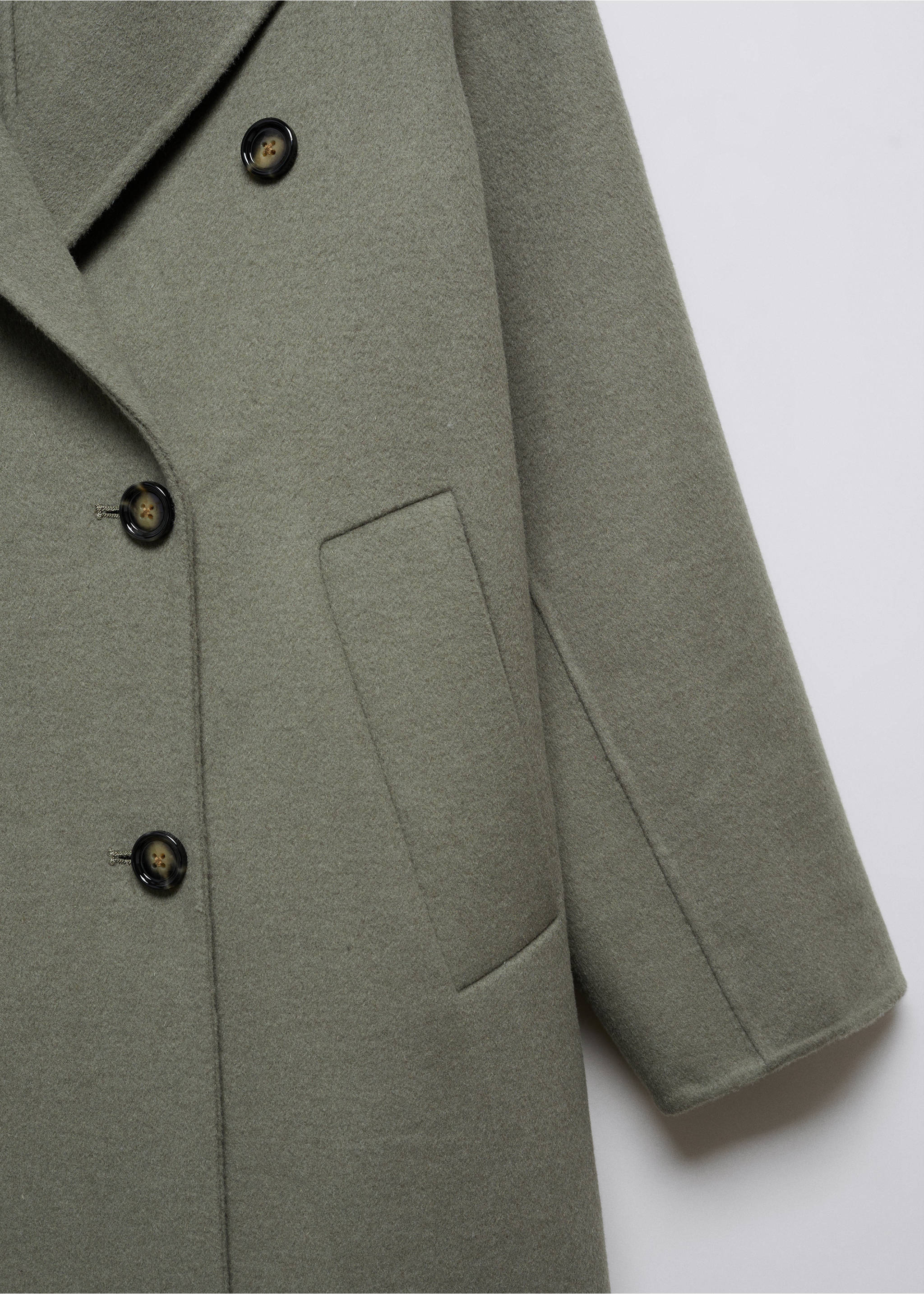 Handmade oversized wool coat - Details of the article 8, Khaki. Ref: 57015139-00.