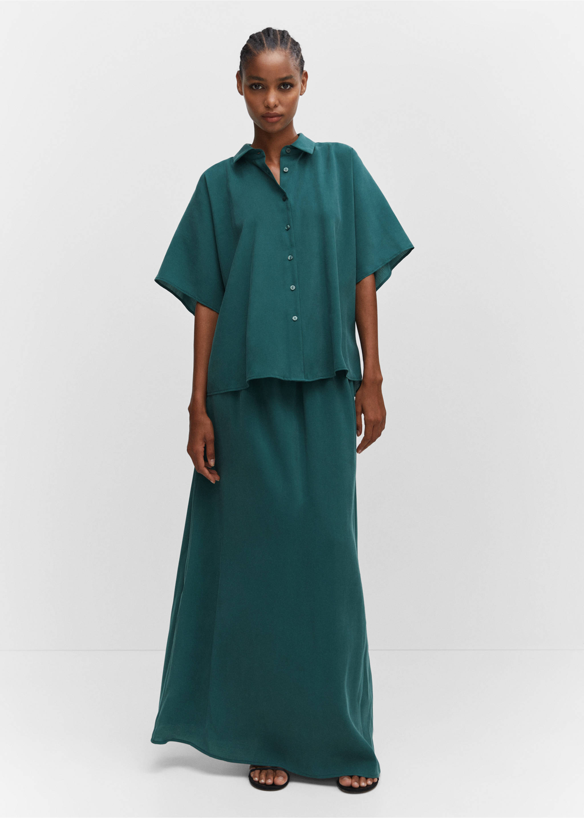 Oversize modal shirt - General plane, Green. Ref: 57015793-00.