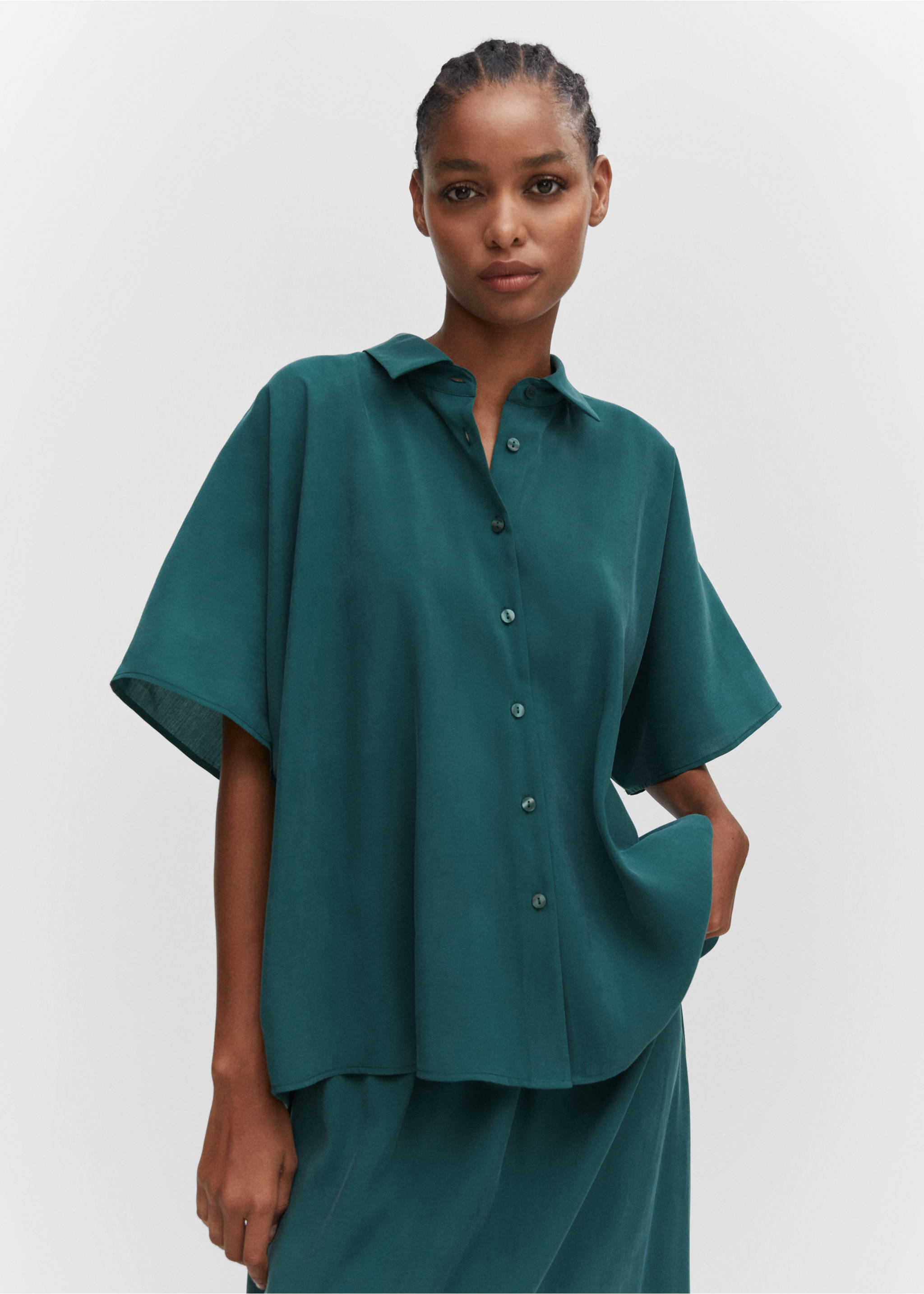 Oversize modal shirt - Medium plane, Green. Ref: 57015793-00.