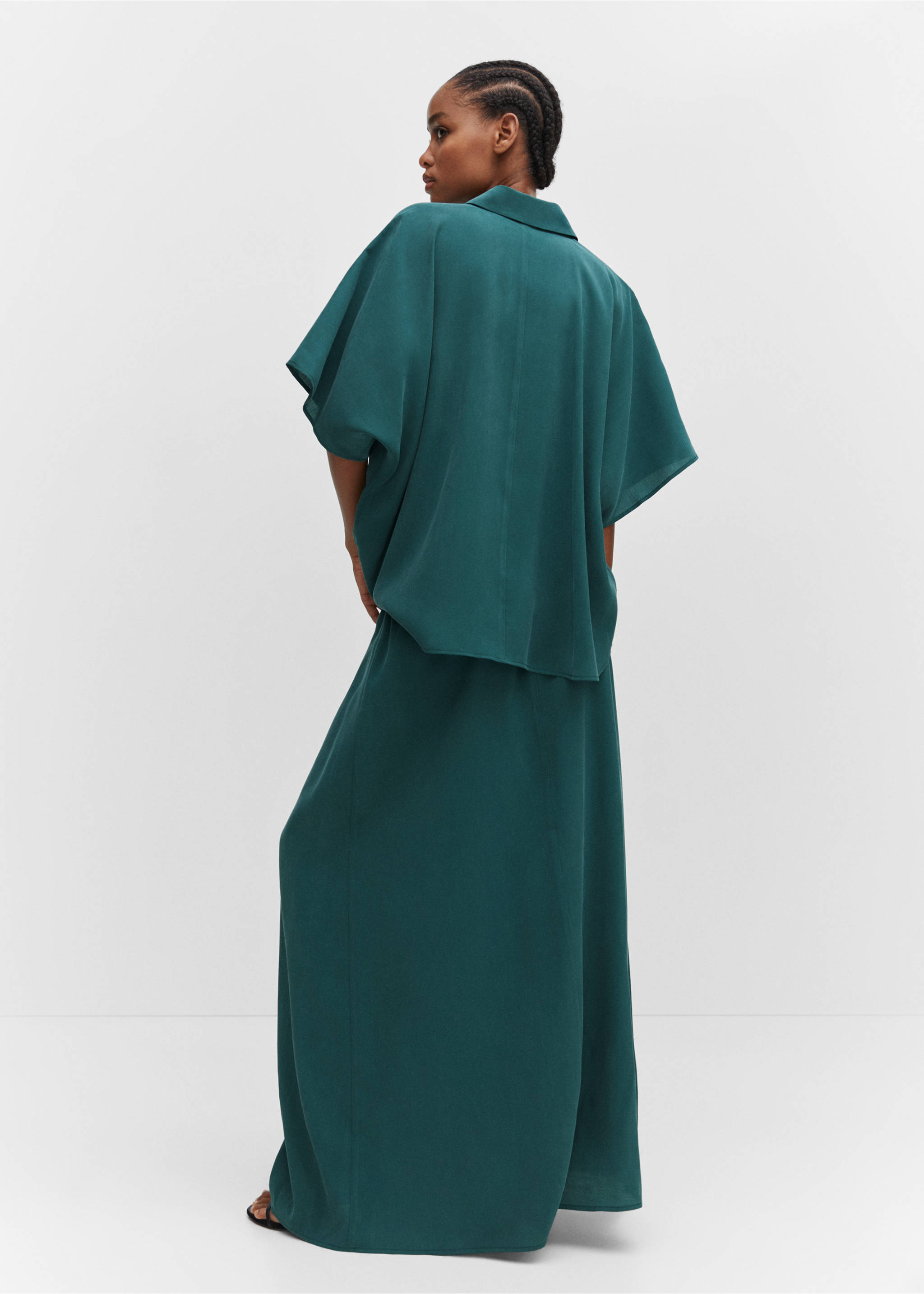 Oversize modal shirt - Reverse of the article, Green. Ref: 57015793-00.