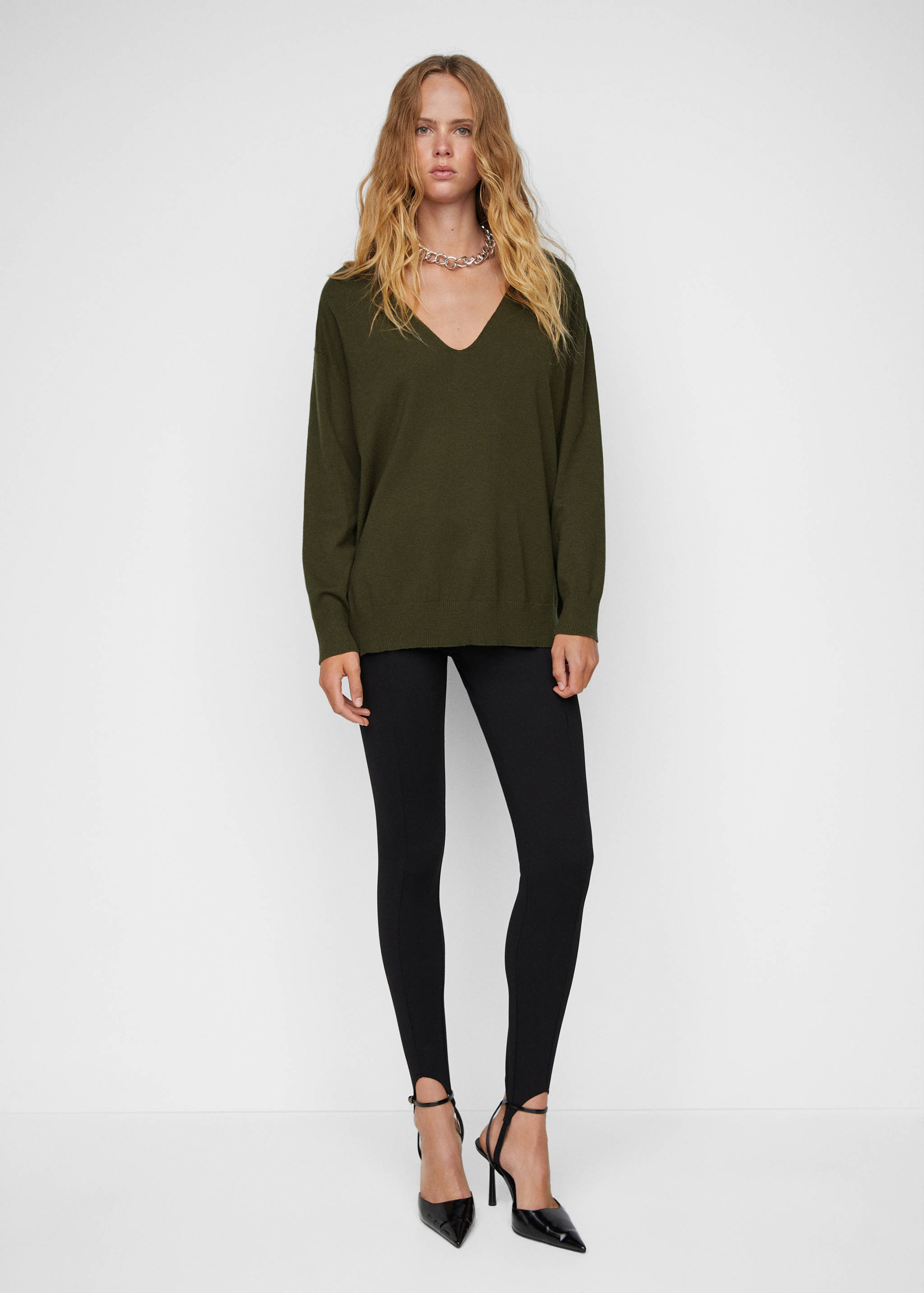 Pull-over maille fine col V - Plan général