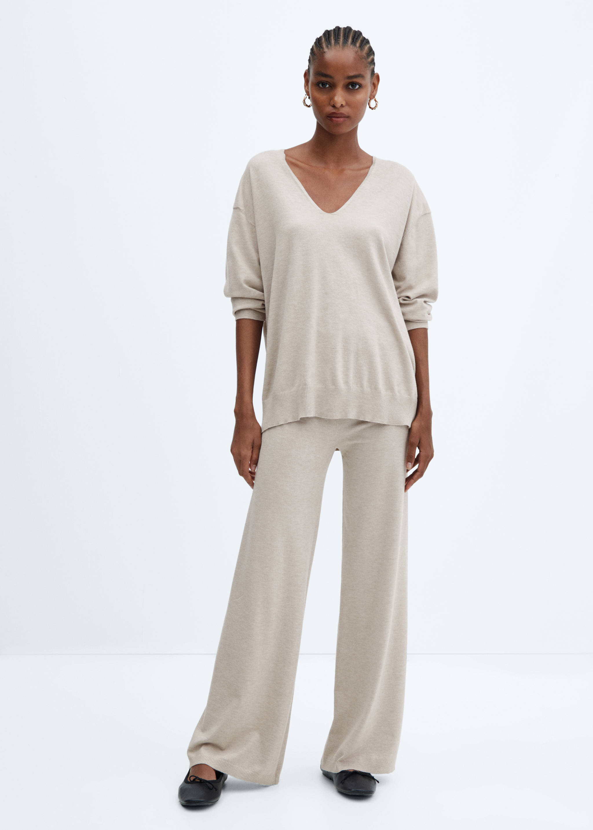 Pull-over maille fine col V - Plan général