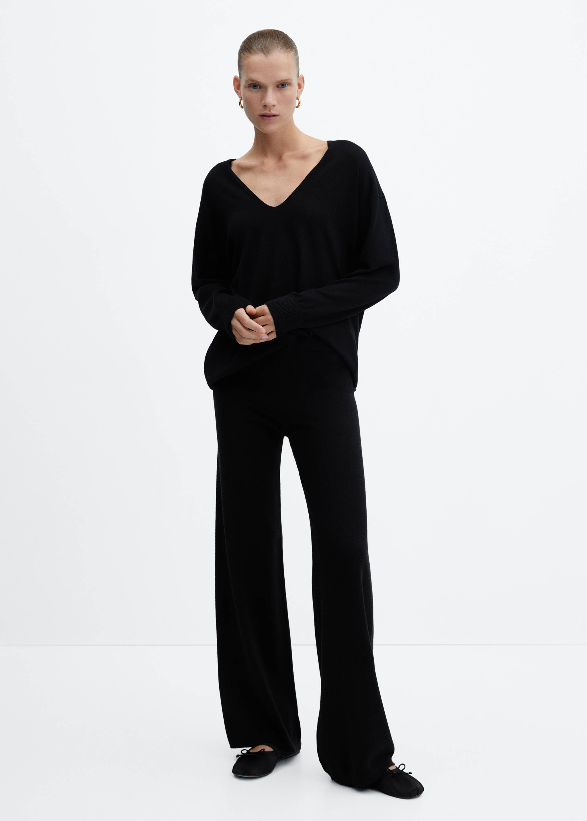 Pull-over maille fine col V - Plan général