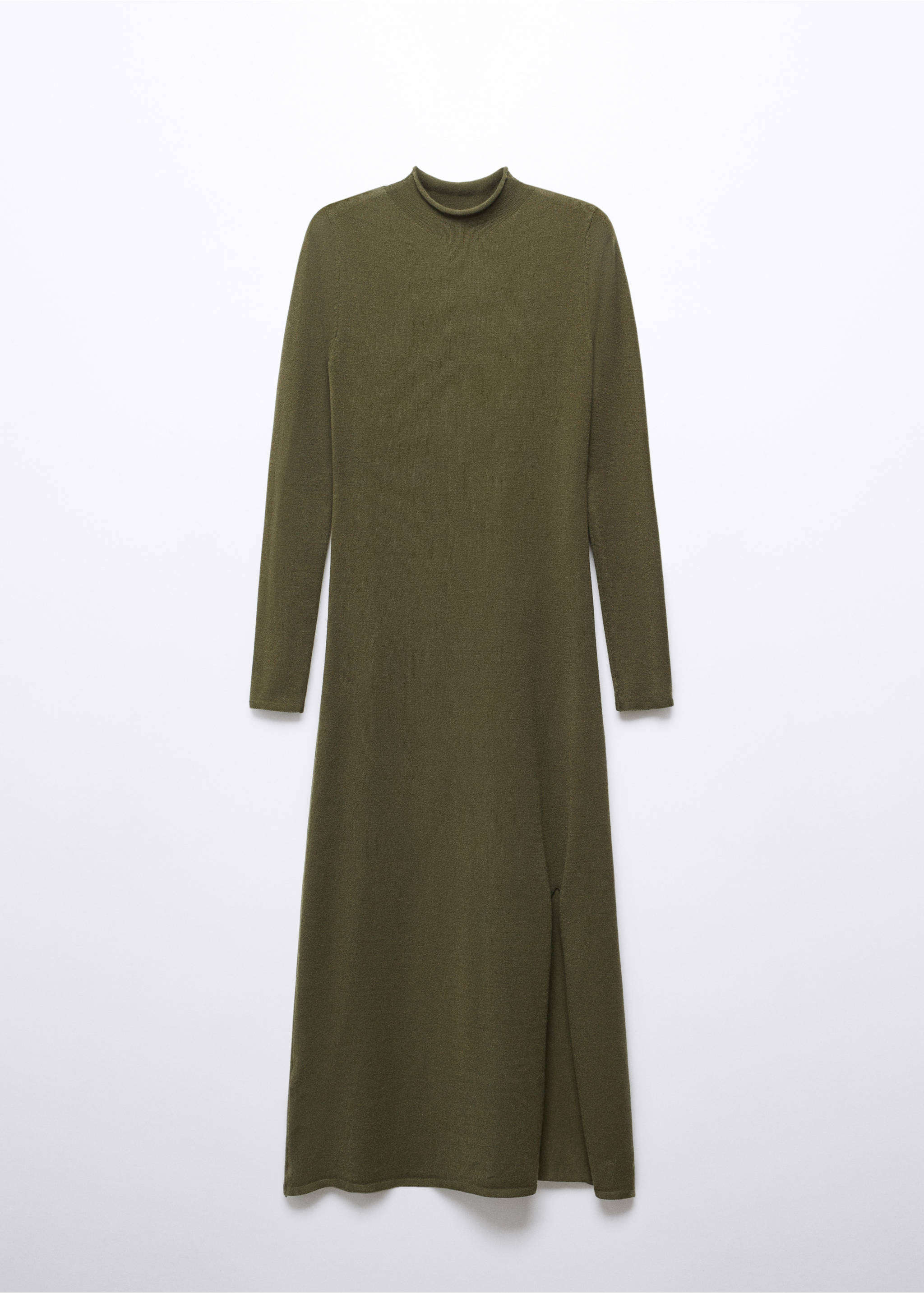 Knitted dress with side slit - Article without model, Khaki. Ref: 57015796-00.
