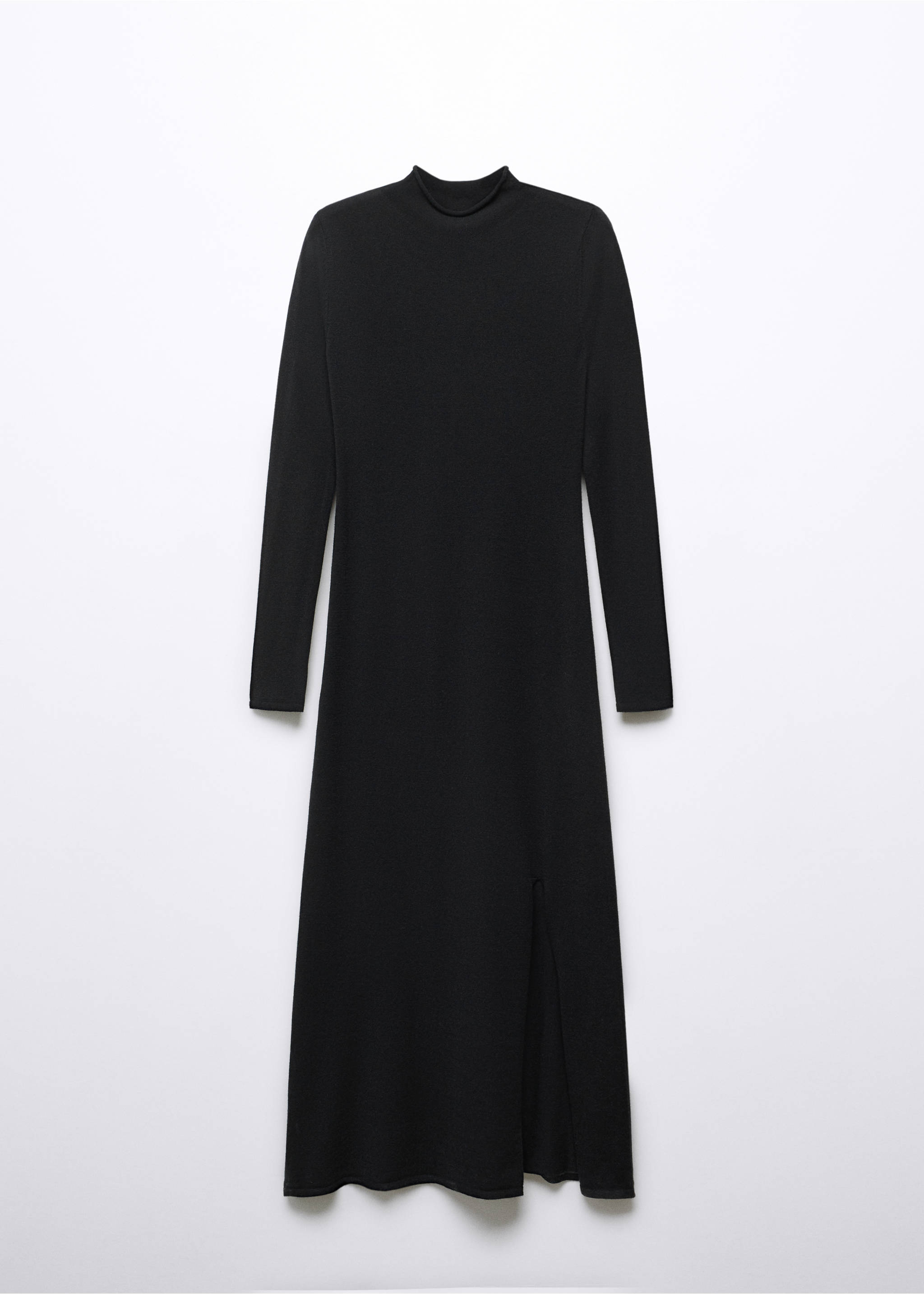 Knitted dress with side slit - Article without model, Black. Ref: 57015796-00.