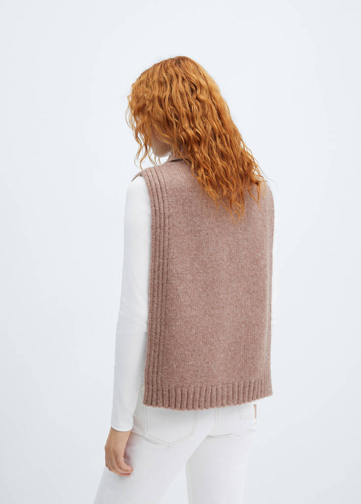 Open-sided gilet with zip neck — Pale Pink