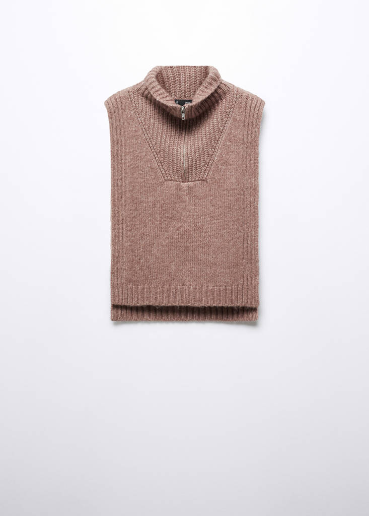 Open-sided gilet with zip neck — Pale Pink