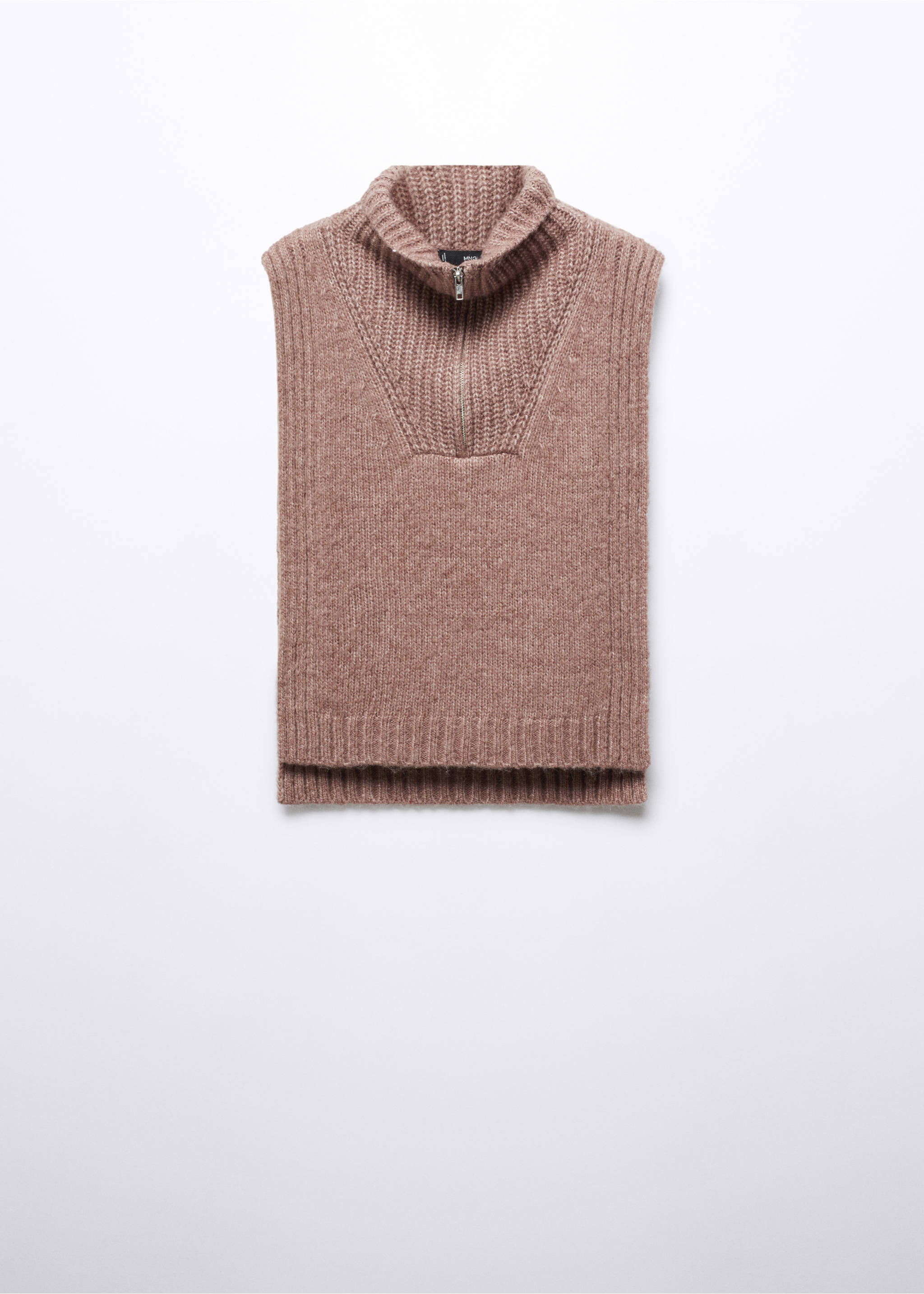 Open-sided gilet with zip neck - Article without model, Pale Pink. Ref: 57015797-00.
