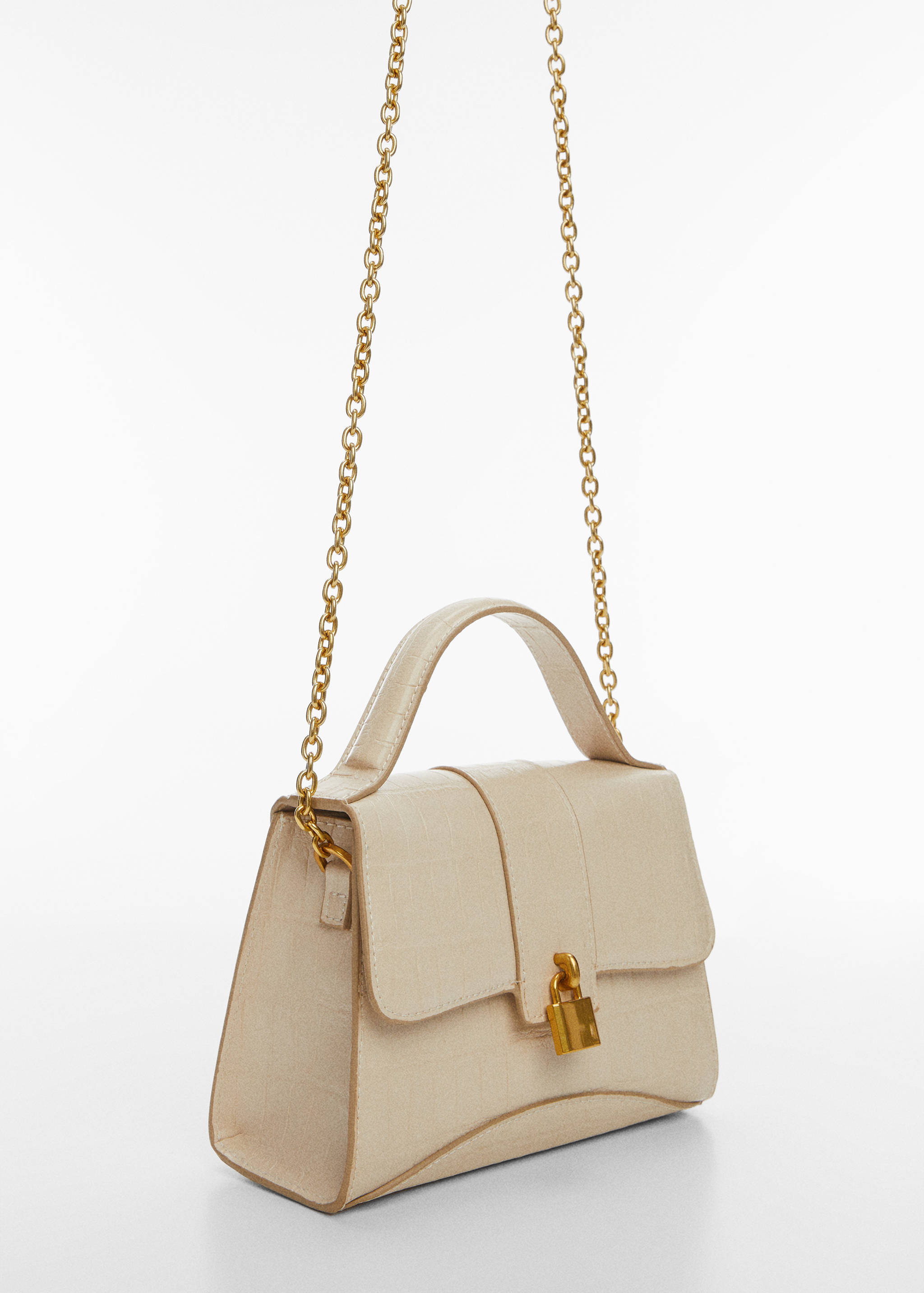 Carteira com efeito de crocodilo e corrente - Plano médio