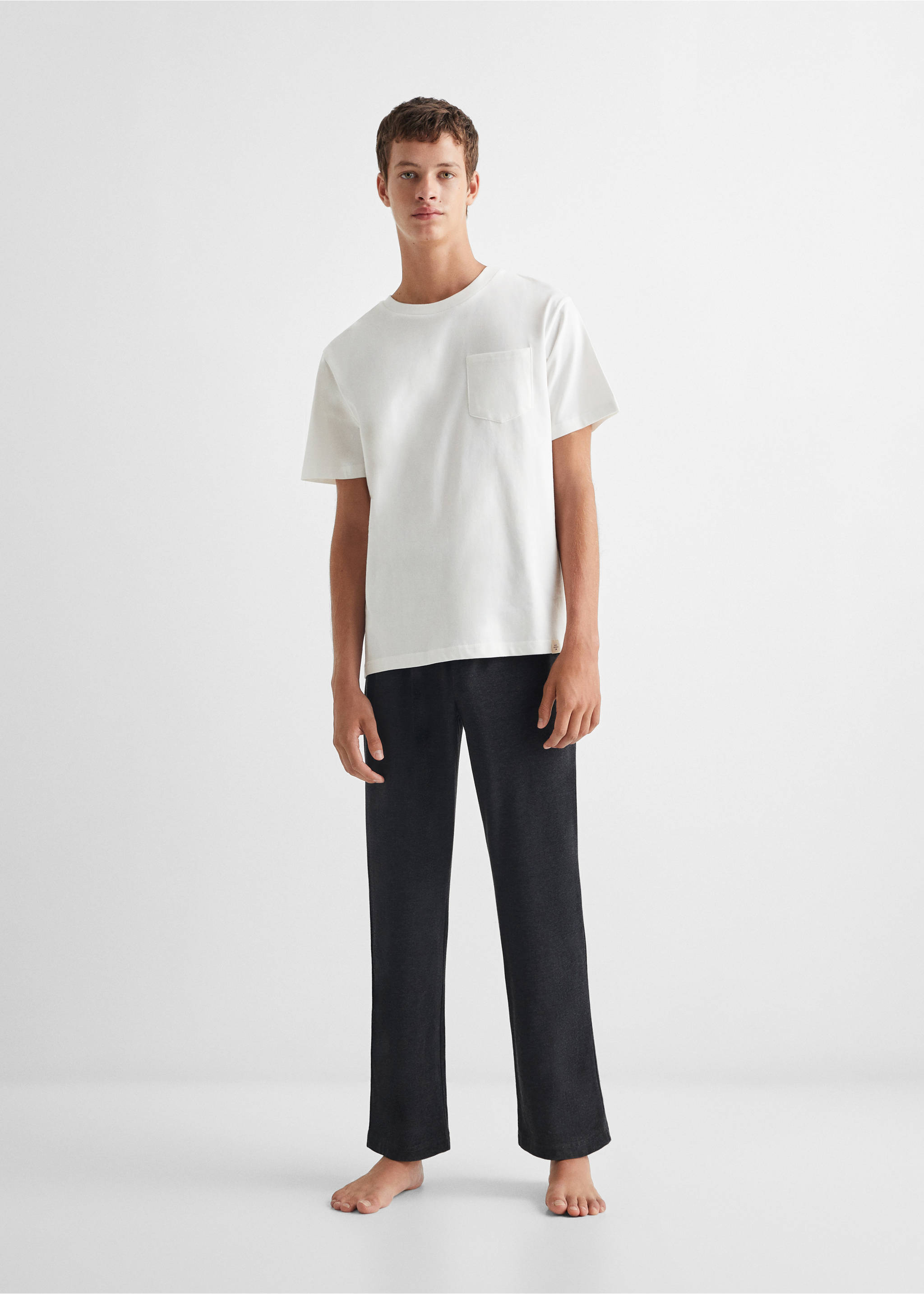 Cotton long pyjamas - General plane, Charcoal. Ref: 57015801-00.