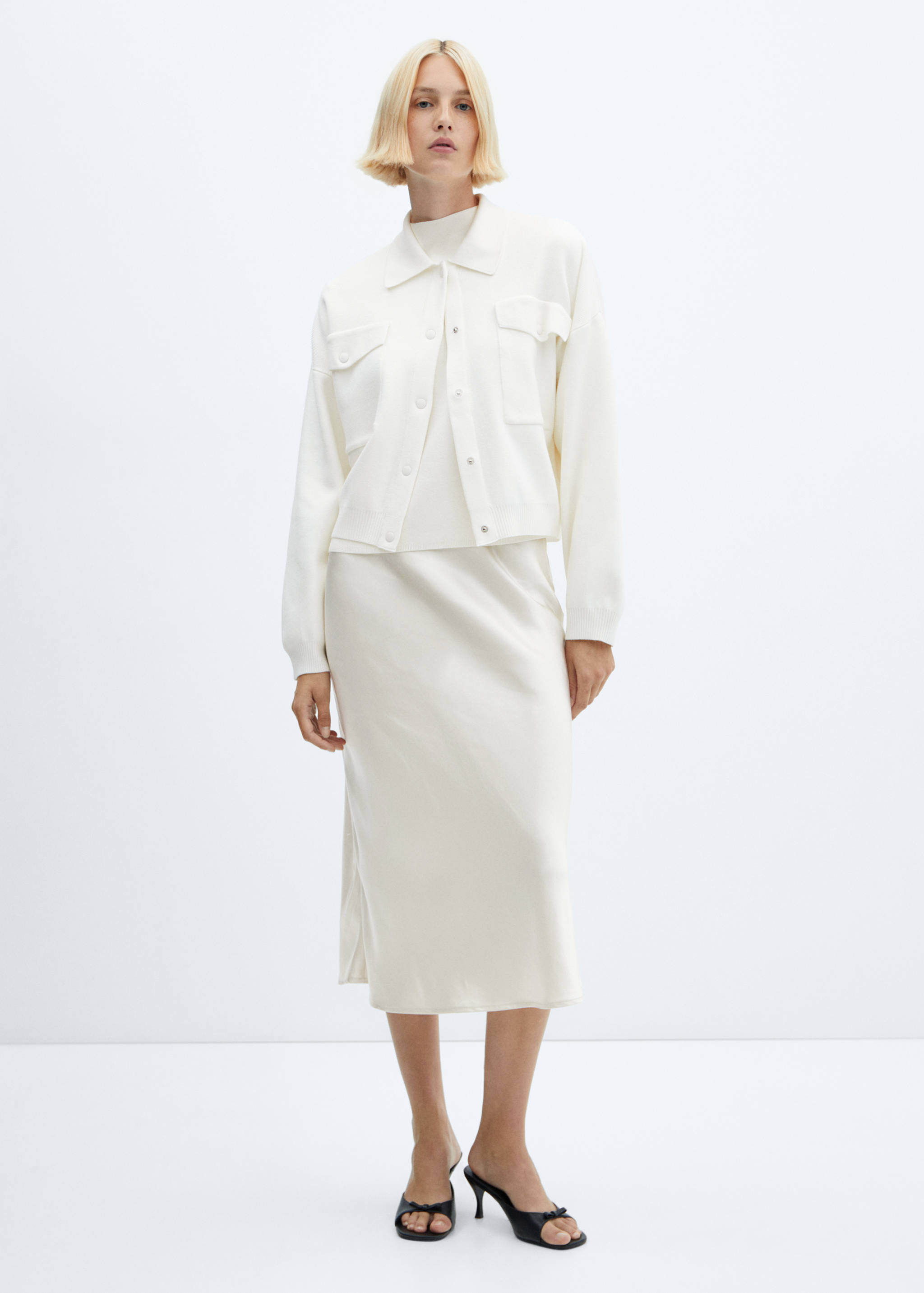 Cardigan with shirt collar and pockets - General plane