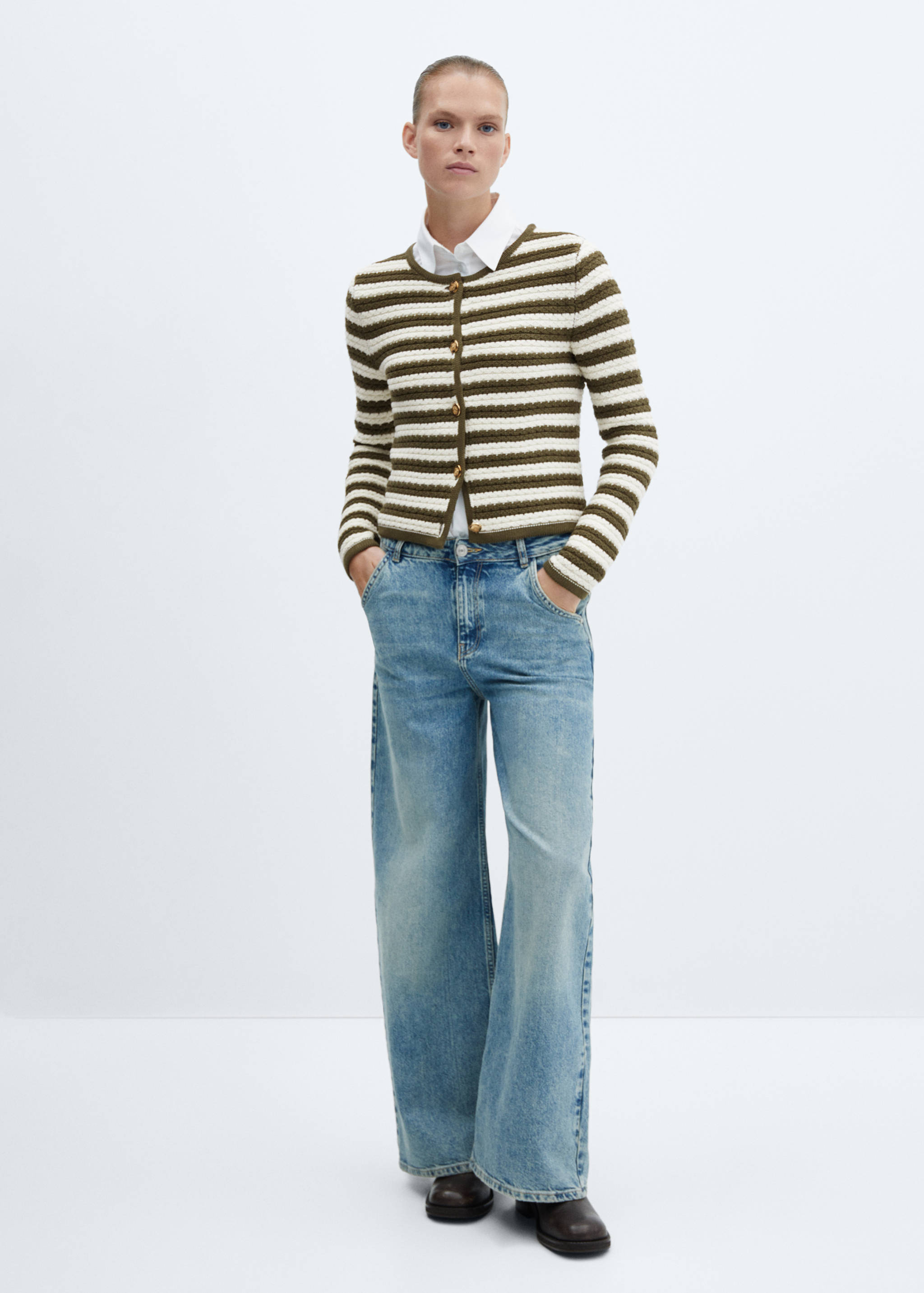 Striped cardigan with jewel buttons - General plane