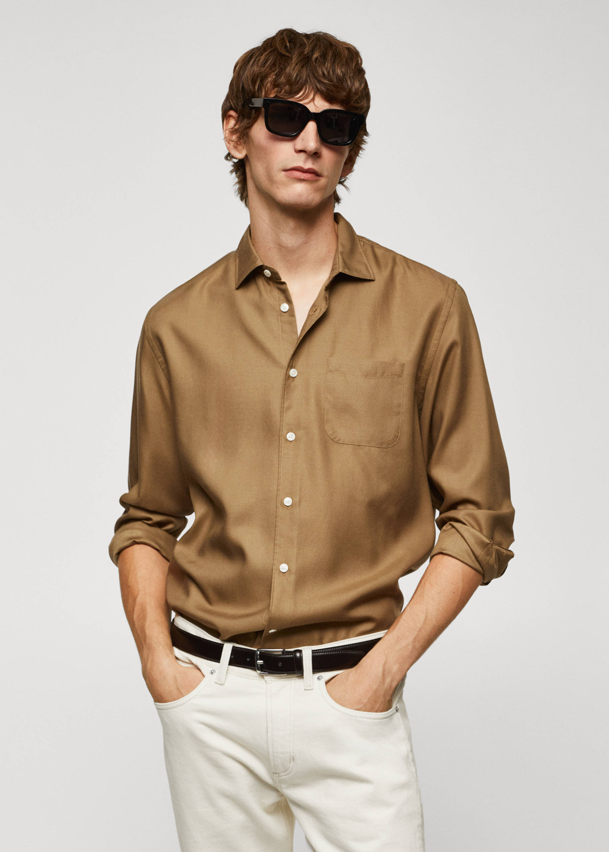 100% tencel shirt with pocket - Medium plane