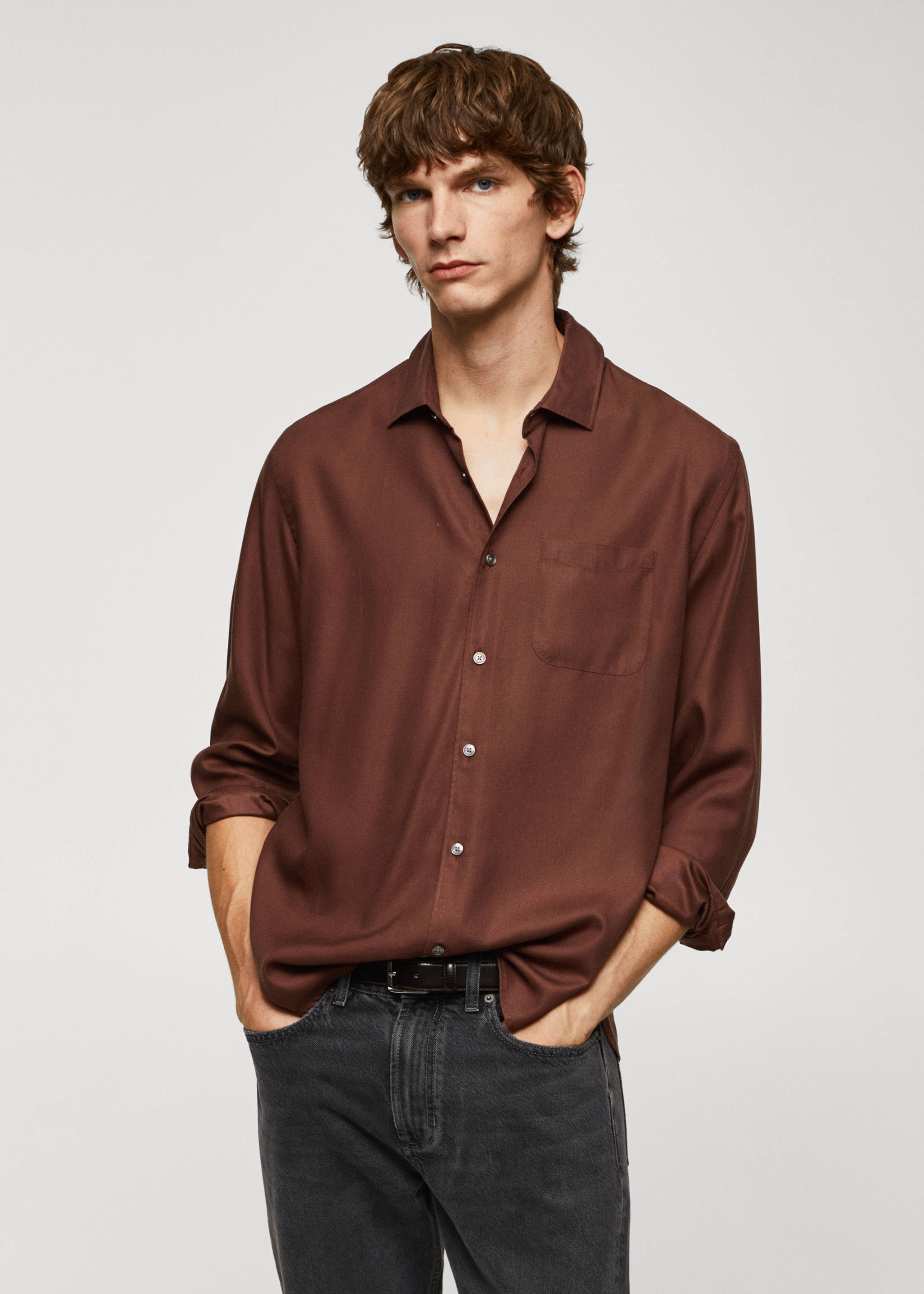 100% tencel shirt with pocket - Medium plane