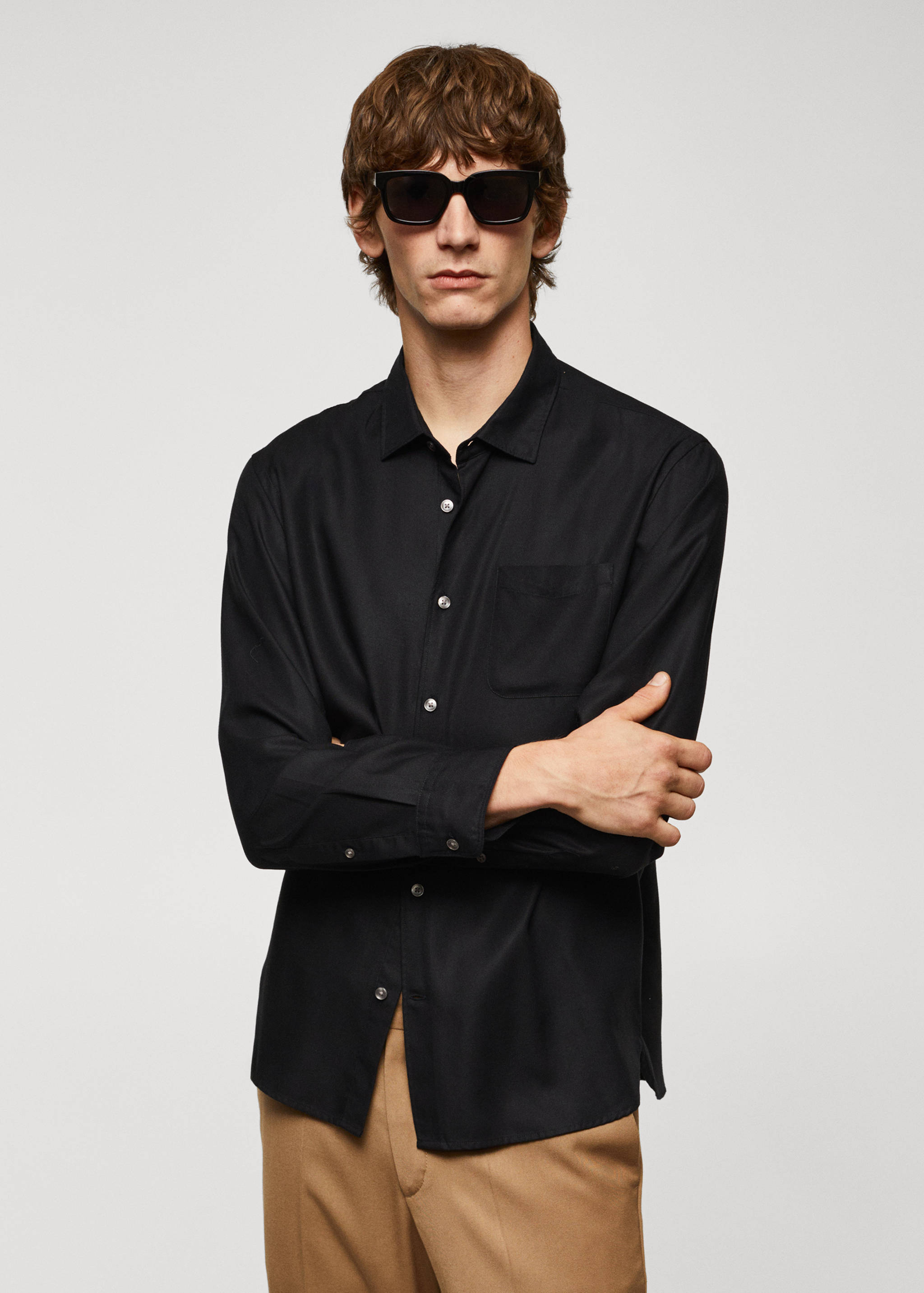 100% tencel shirt with pocket - Medium plane