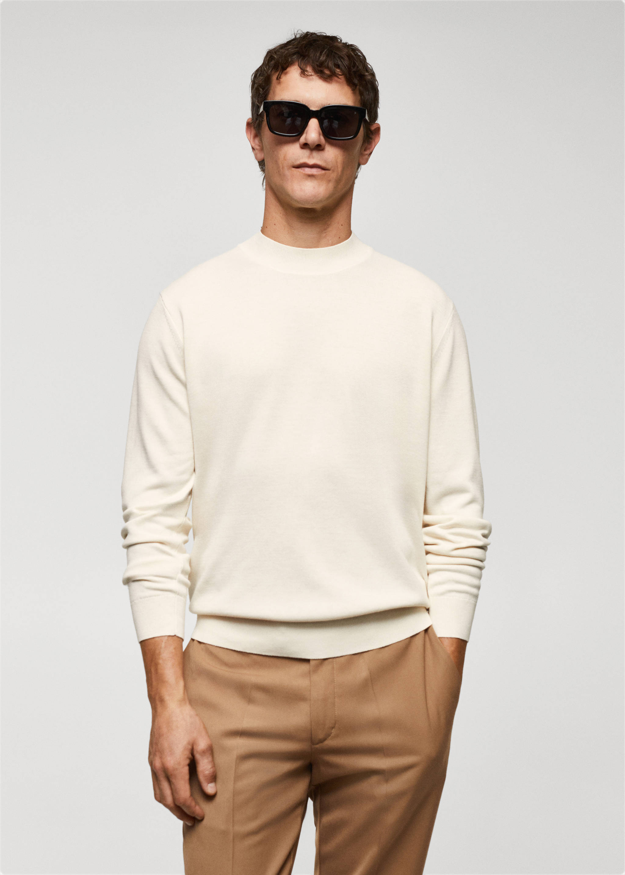 Perkins-neck sweater in recycled fabric - Medium plane