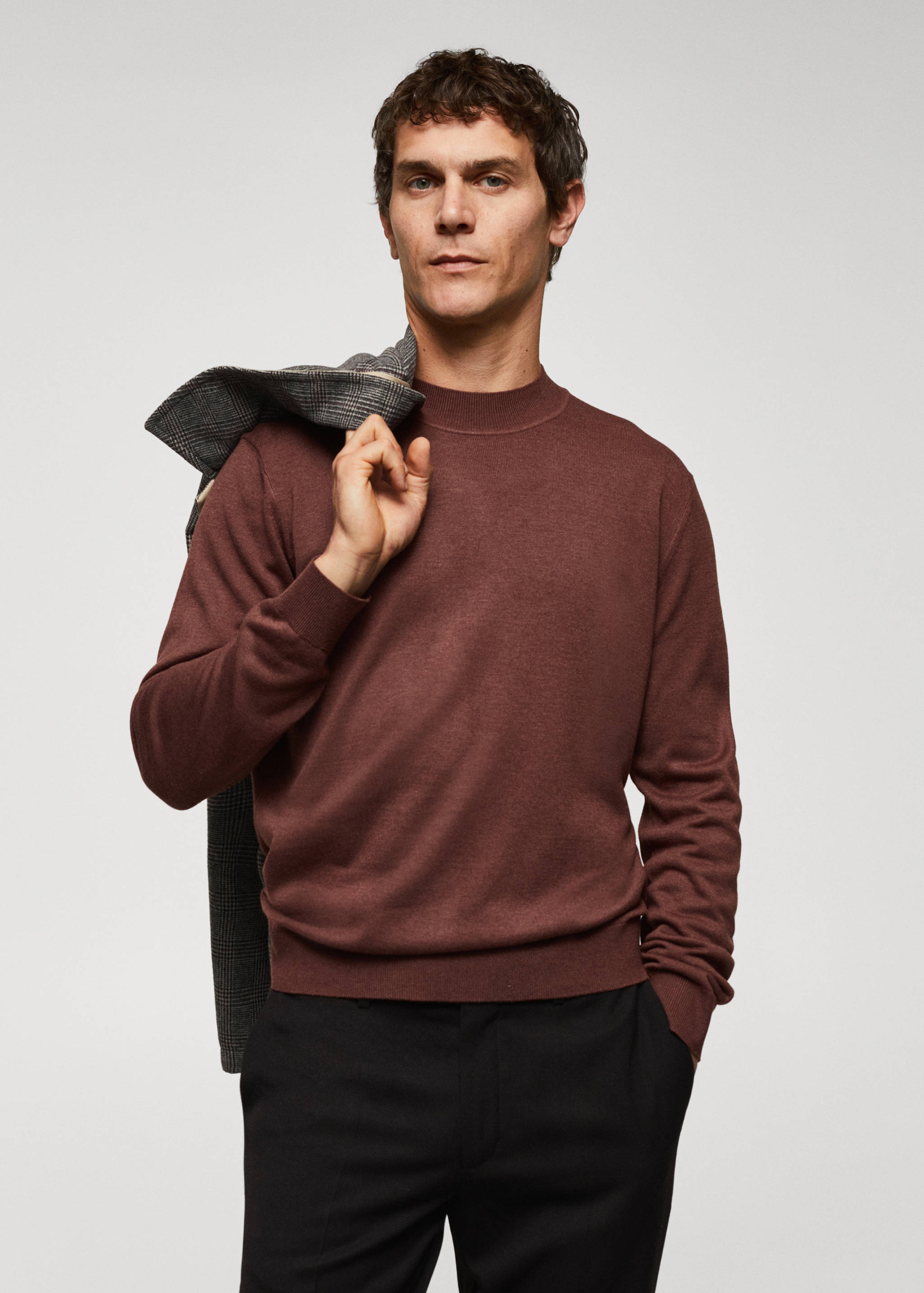 Perkins-neck sweater in recycled fabric - Medium plane