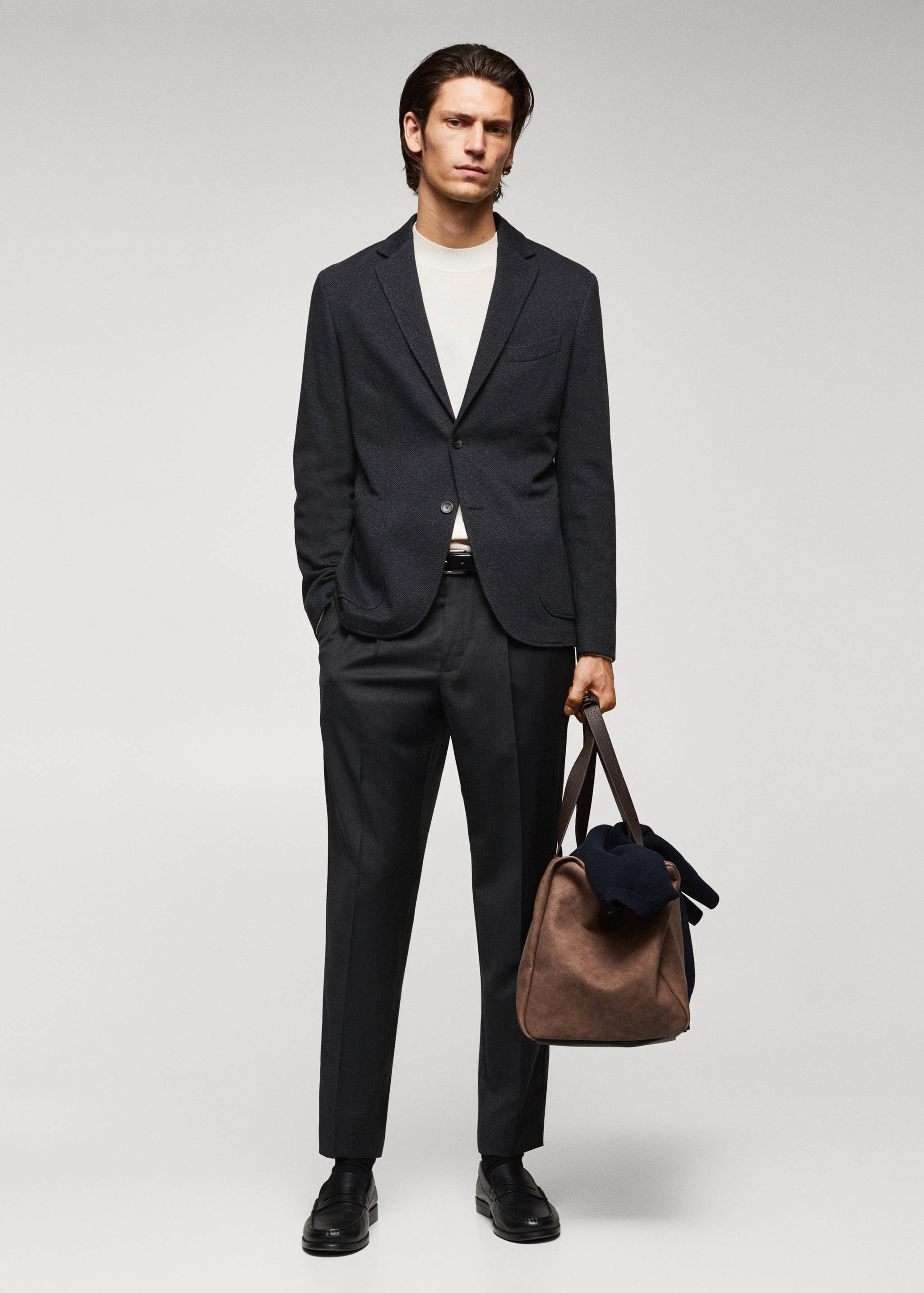 Marynarka slim fit w jodełkę - Plan ogólny