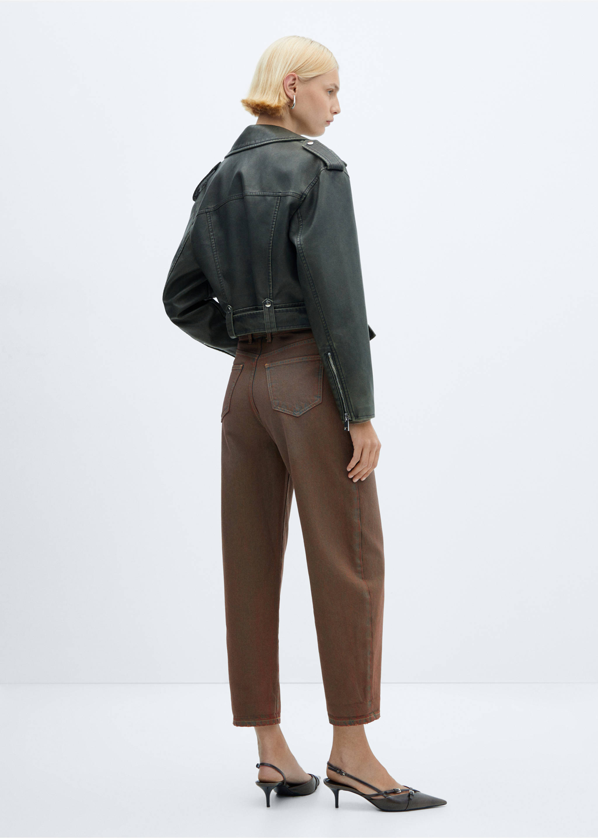 Jeans slouchy tiro alto - Reverso del artículo, Marrón. Ref: 57015971-00.