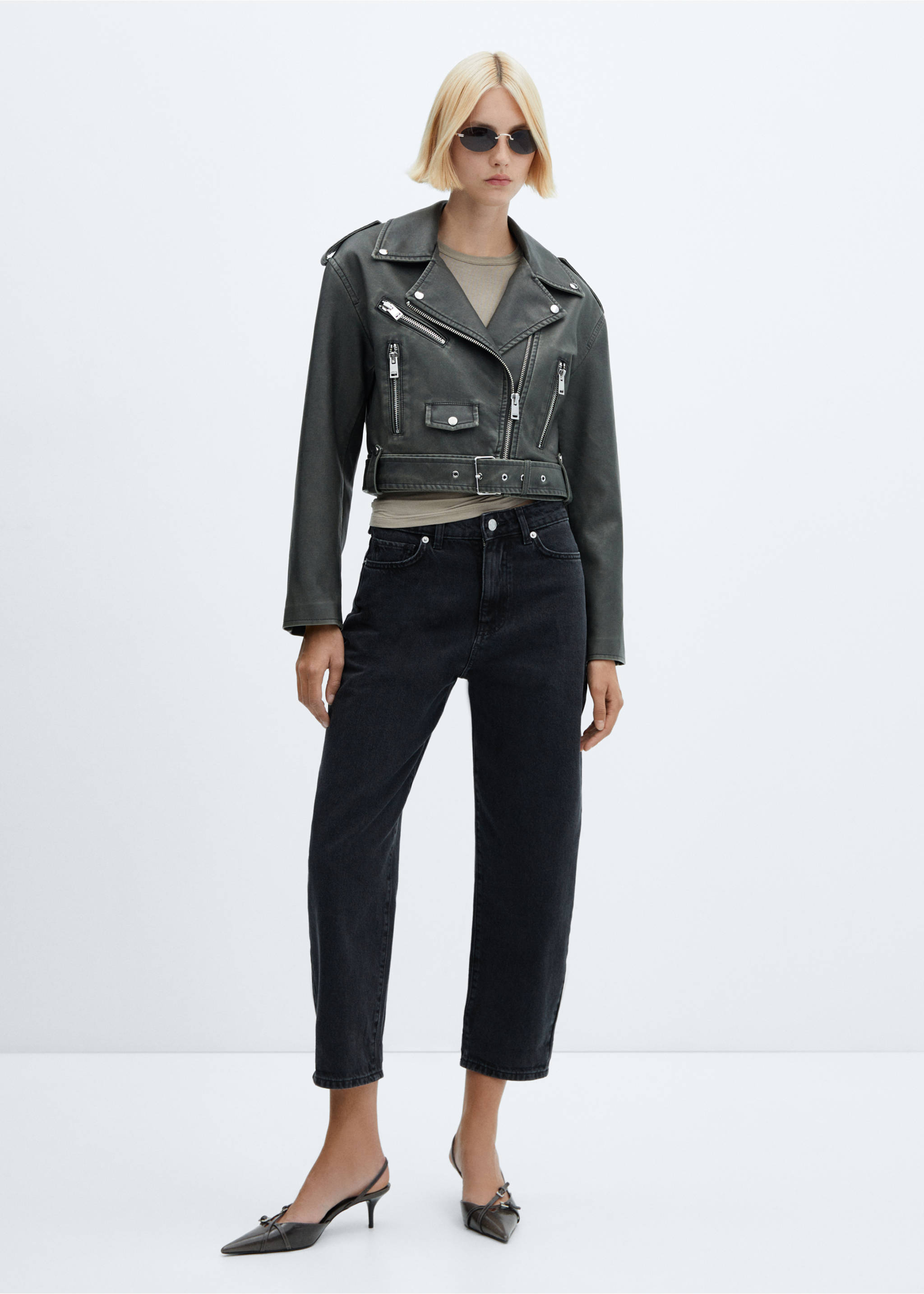 Jeans slouchy tiro alto - Plano general, Denim negro. Ref: 57015973-00.