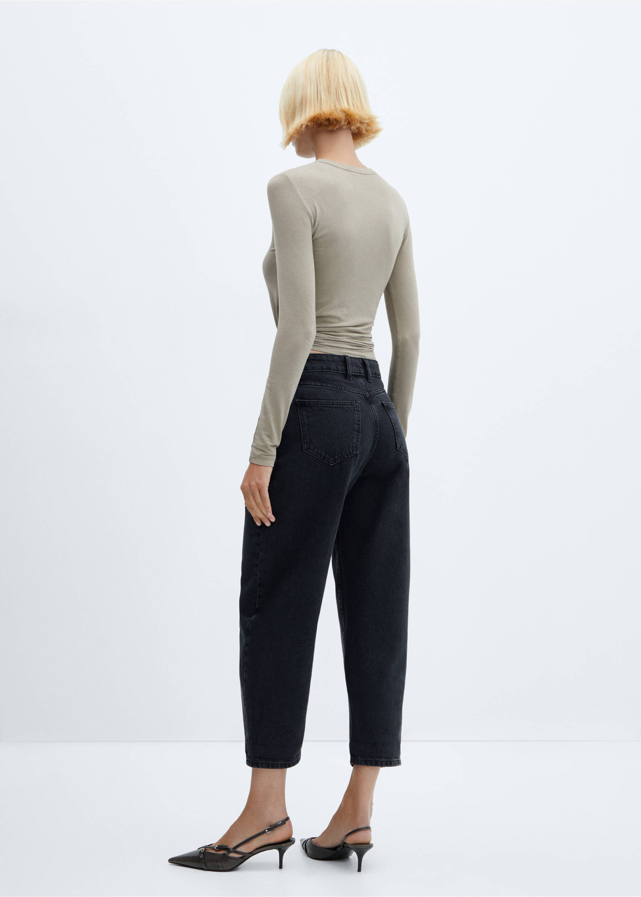 Jeans slouchy tiro alto - Reverso del artículo, Denim negro. Ref: 57015973-00.