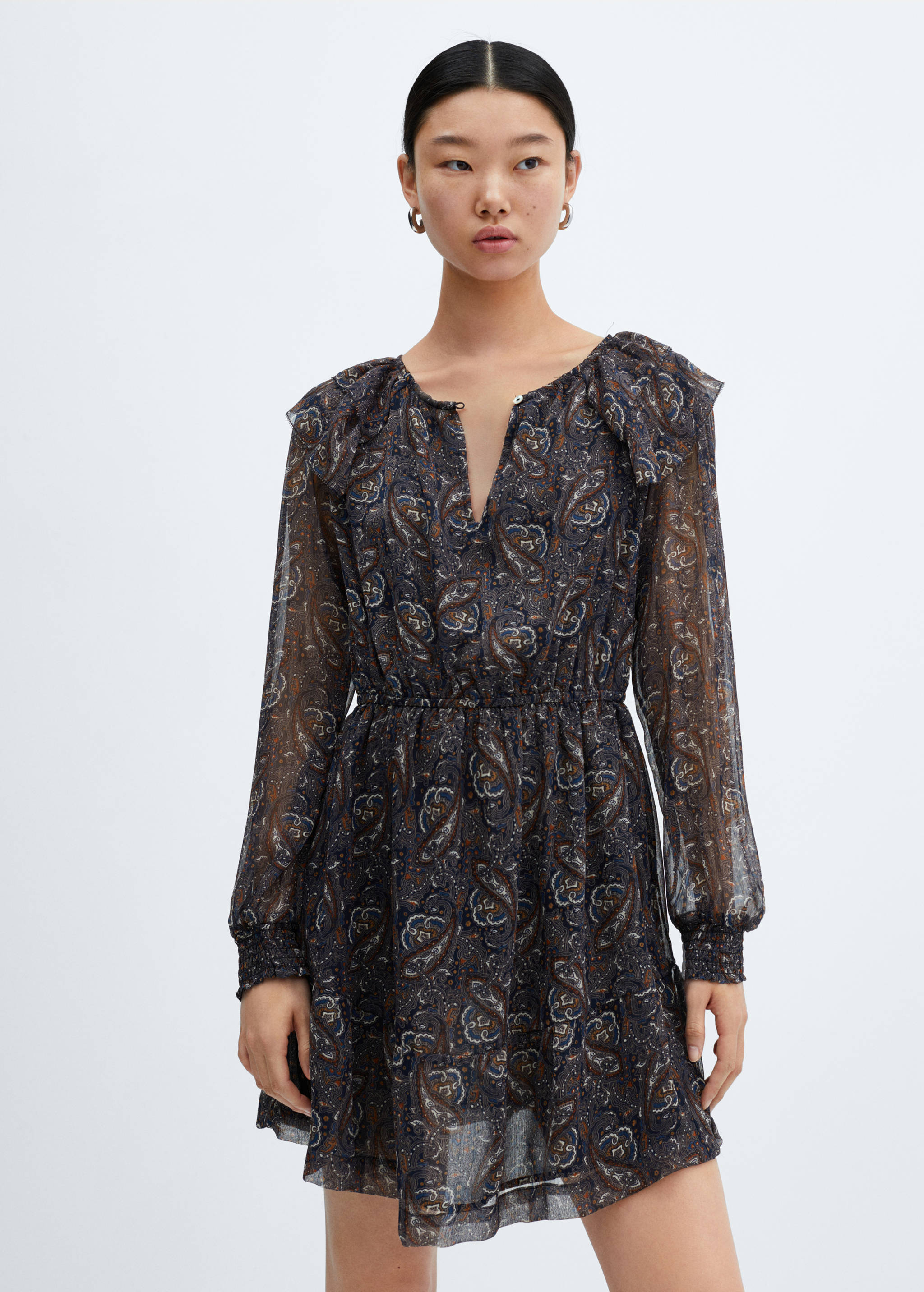 Printed chiffon dress - Medium plane