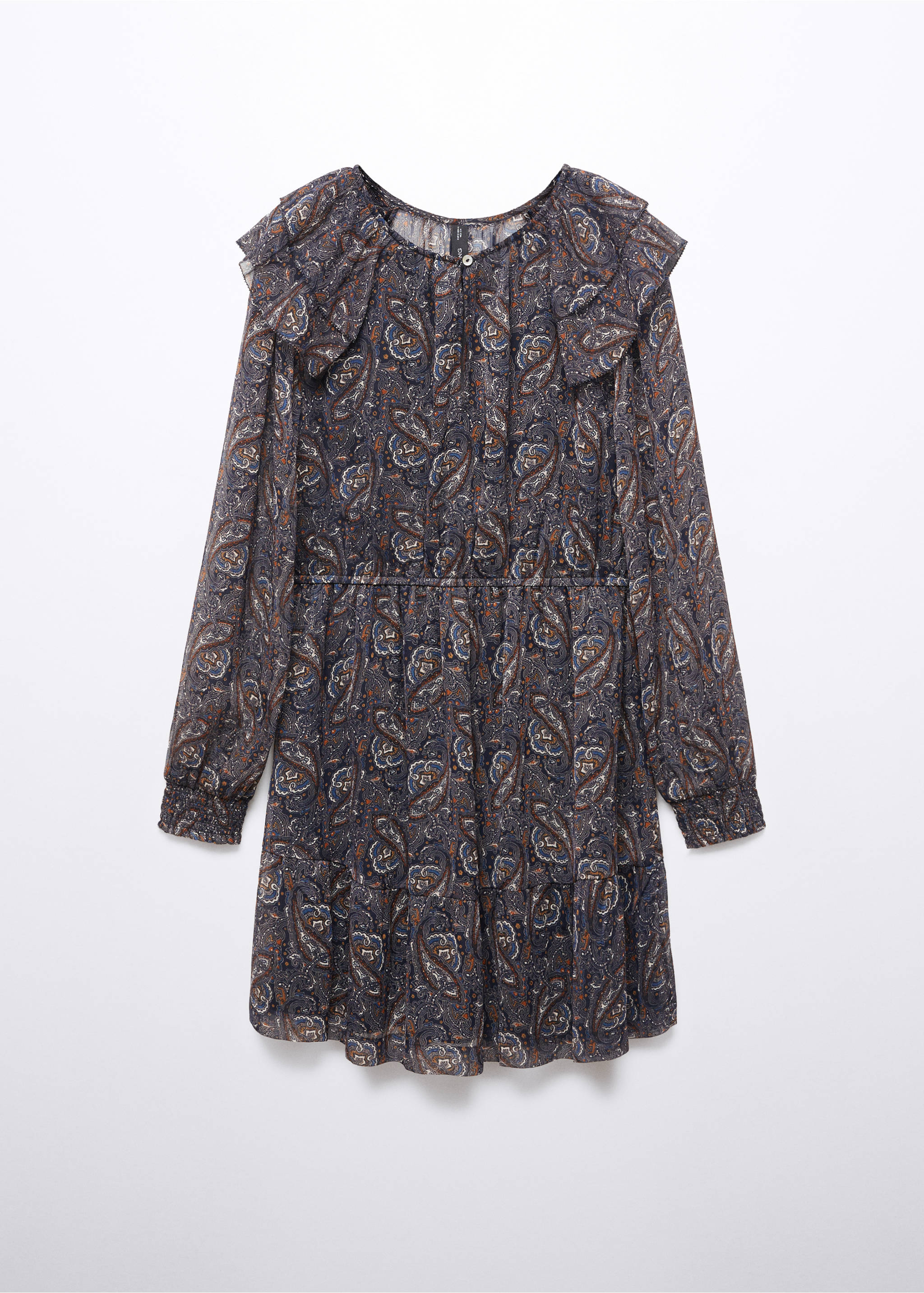 Printed chiffon dress - Article without model, Dark Grey. Ref: 57015983-01.