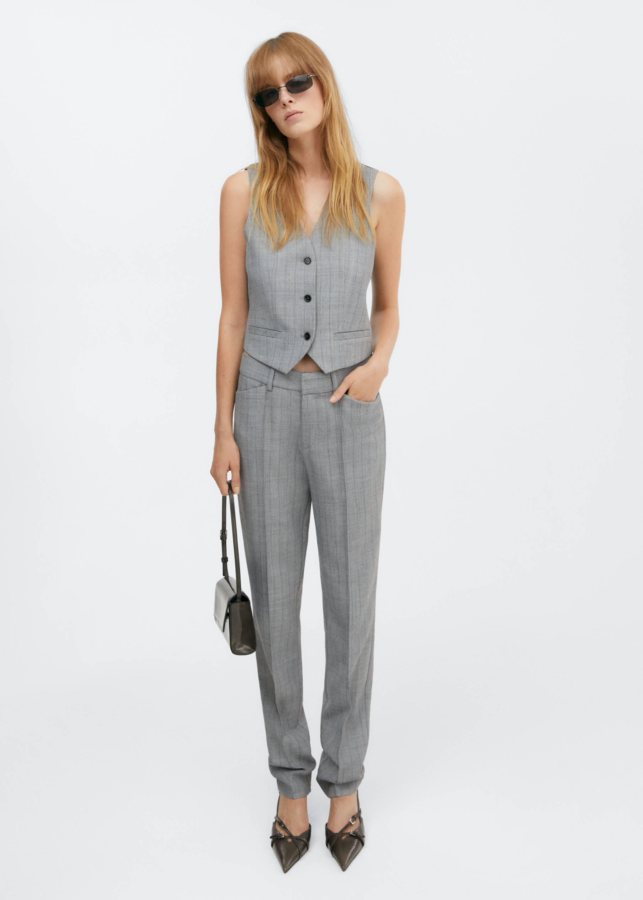 细条纹西装马甲 - null