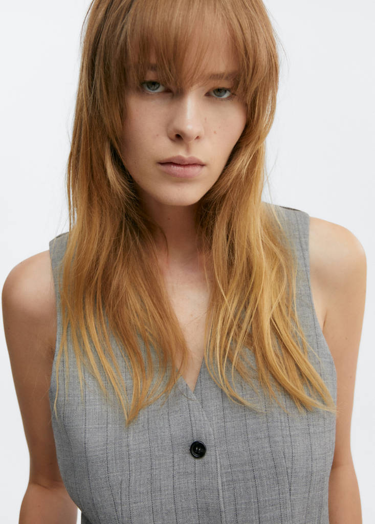 Pinstriped suit waistcoat — Light Heather Grey