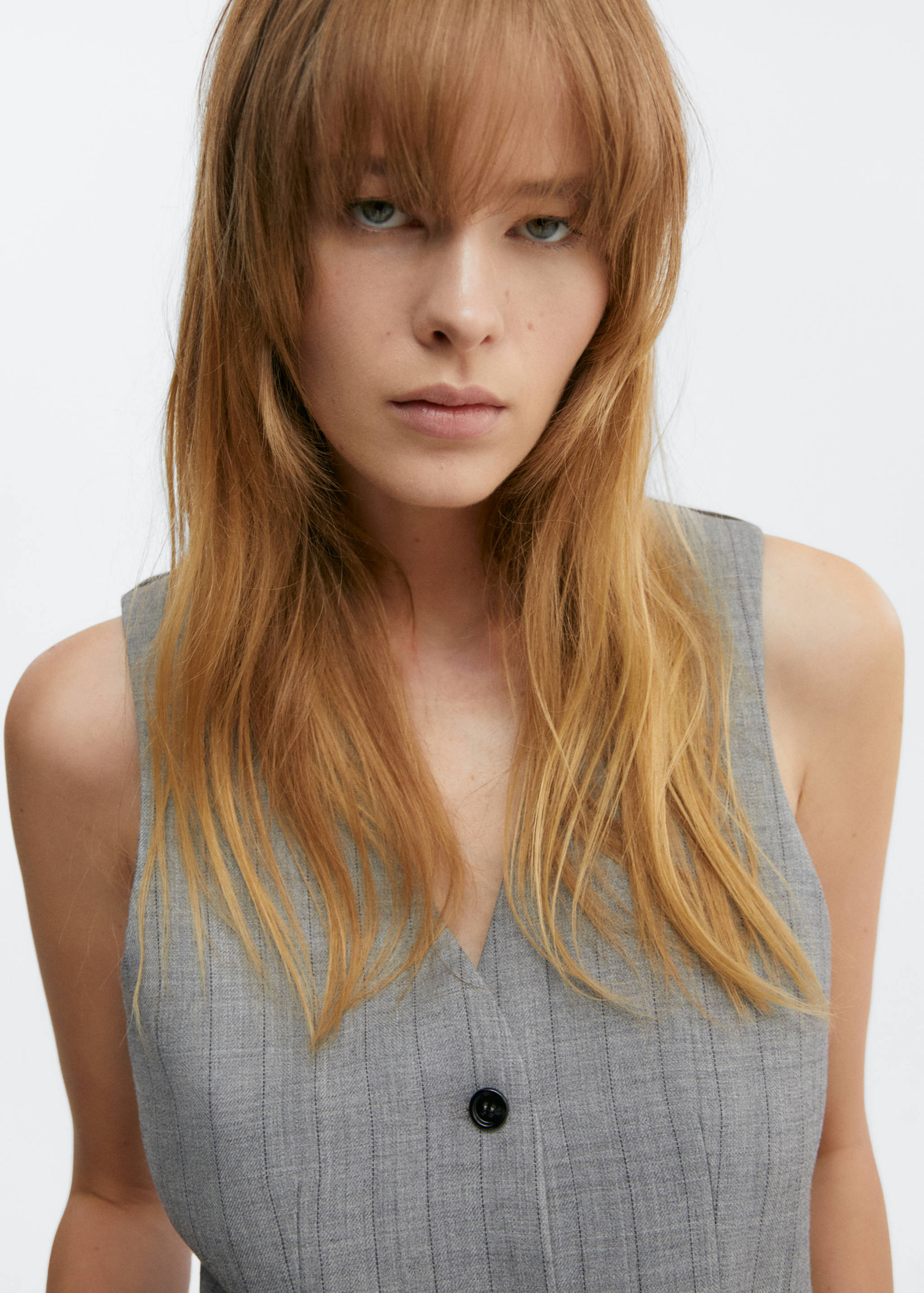 细条纹西装马甲 - null