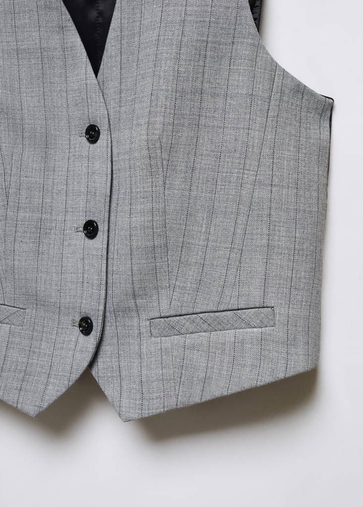 Pinstriped suit waistcoat — Light Heather Grey