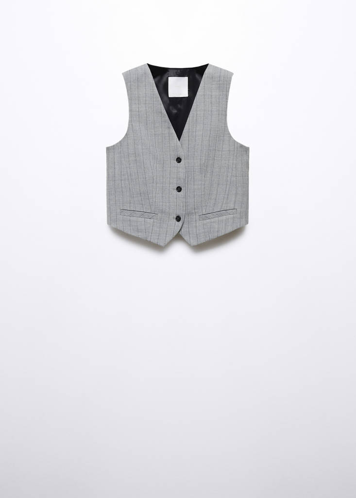 Pinstriped suit waistcoat — Light Heather Grey