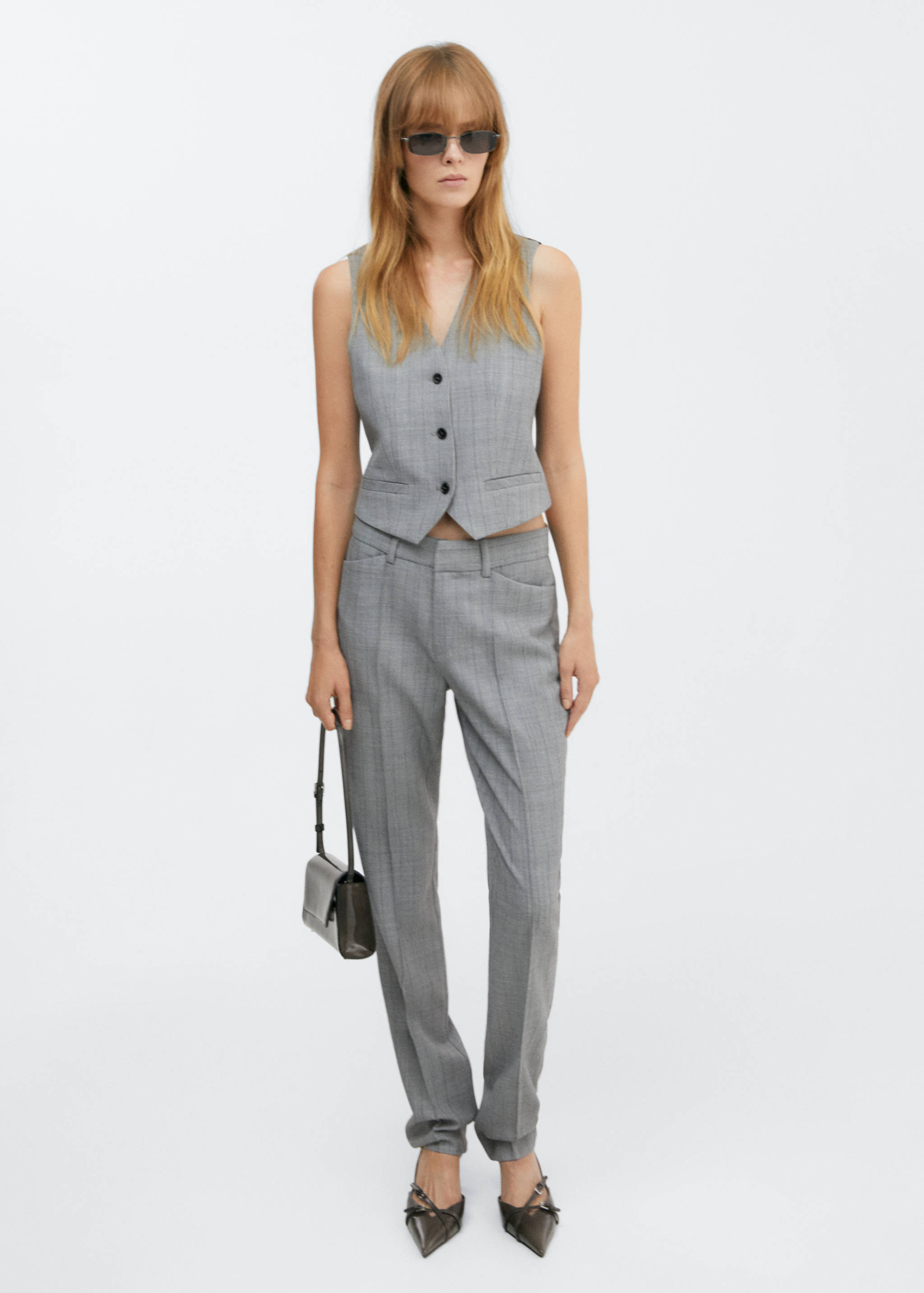 细条纹西装裤 - null