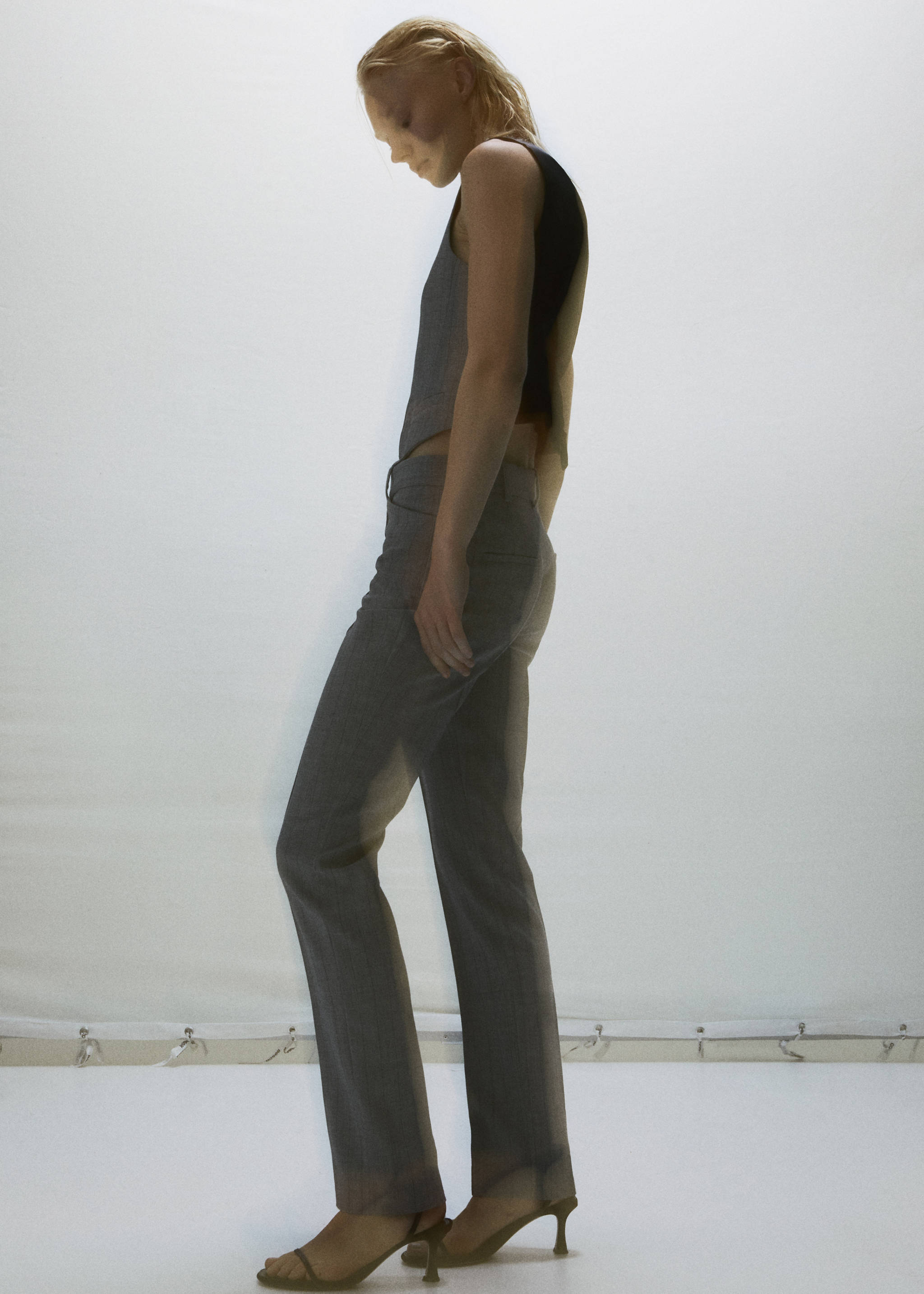 细条纹西装裤 - null