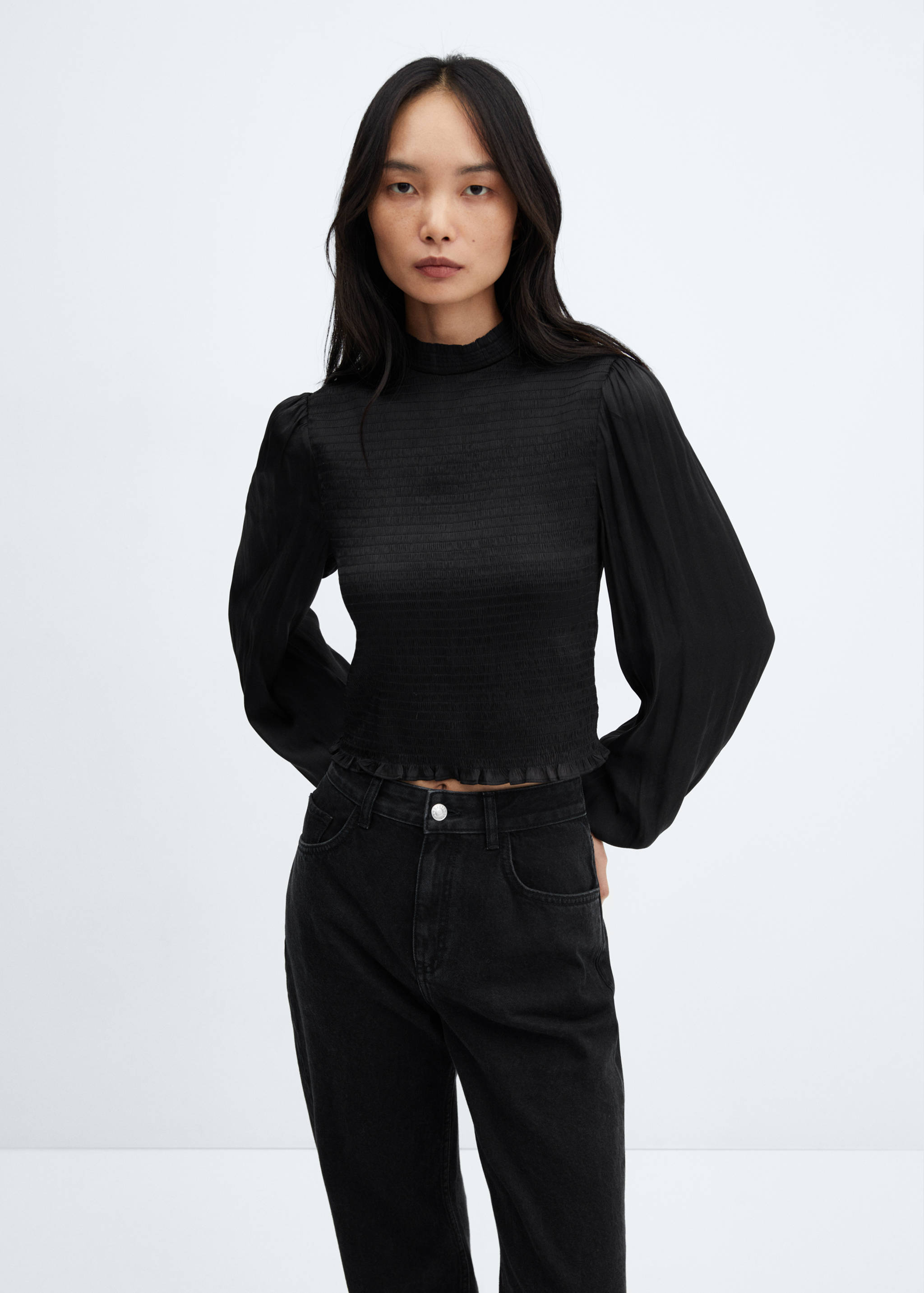 Blouse froncée satinée - Plan moyen