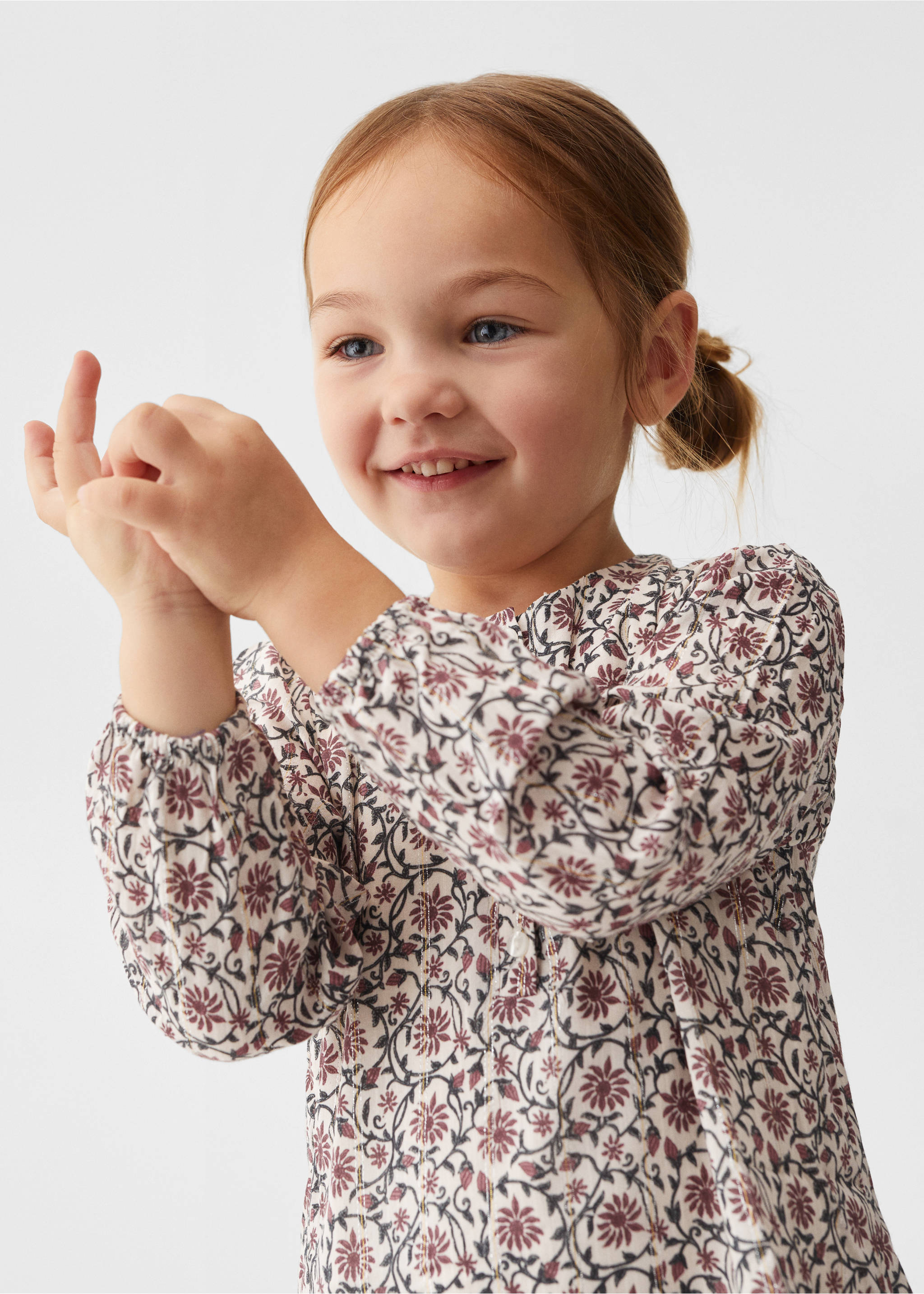 Floral dress - Details of the article 1, Burgundy. Ref: 57017128-00.