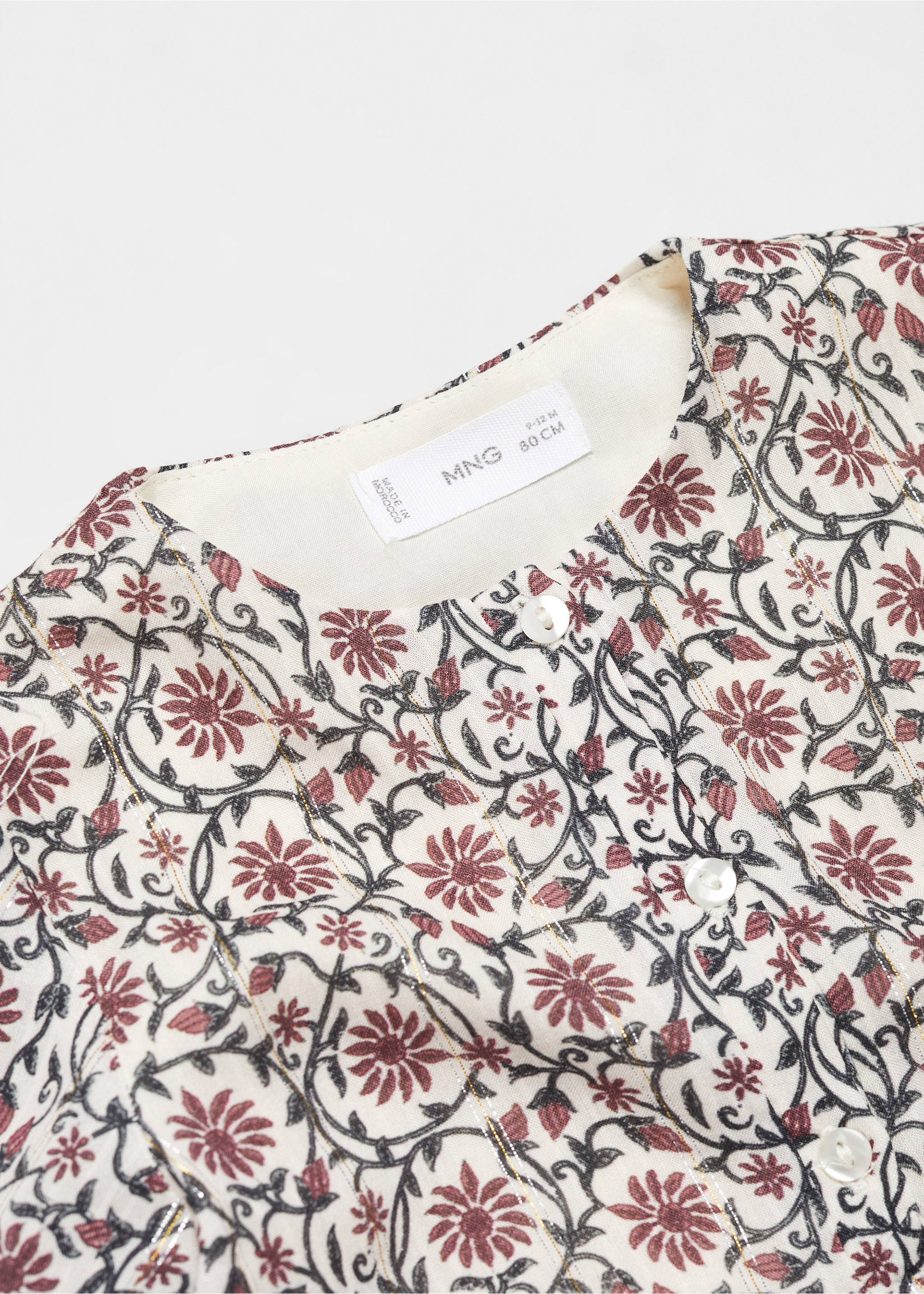 Floral dress - Details of the article 8, Burgundy. Ref: 57017128-00.