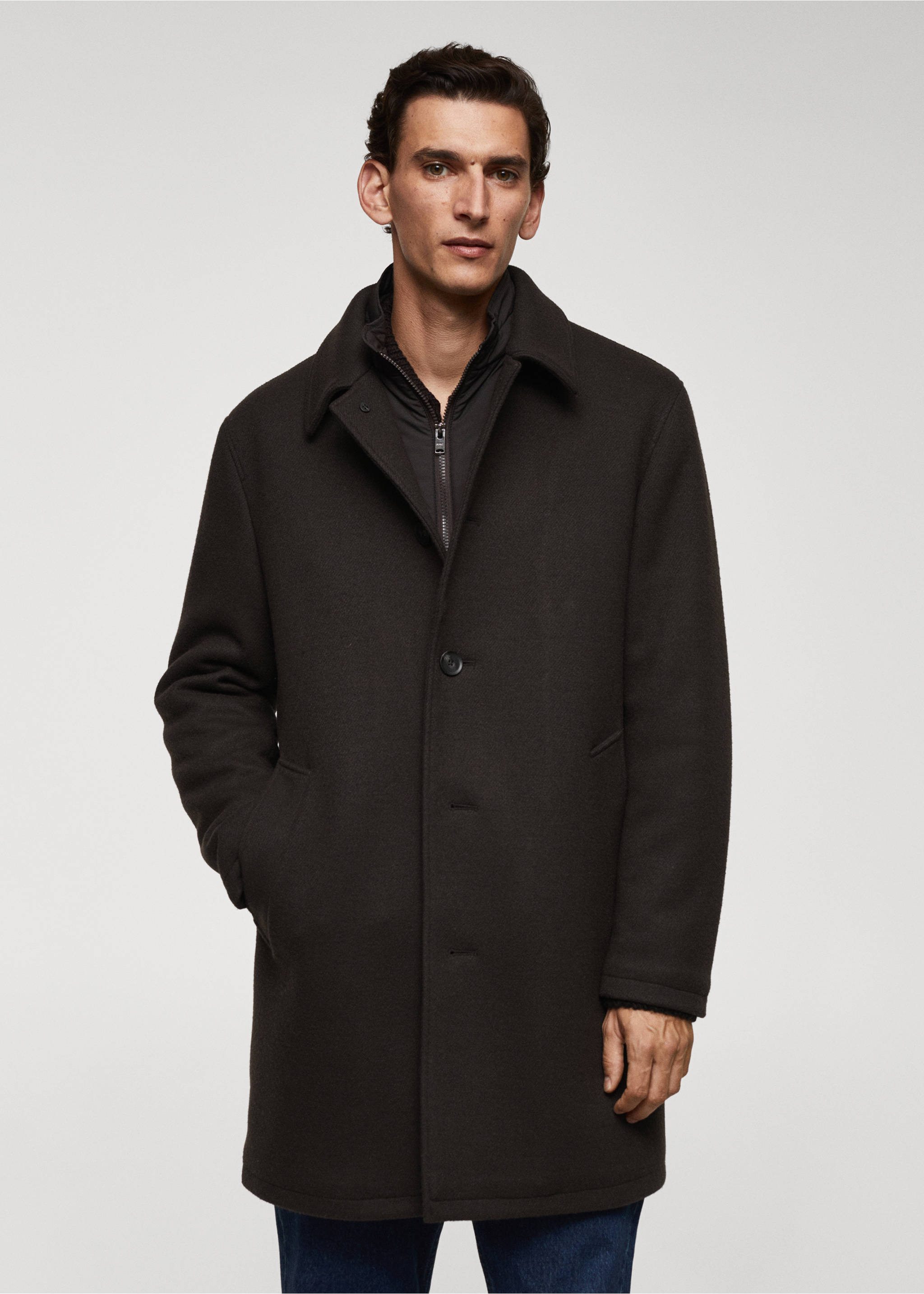 Thermoregulating wool coat - Medium plane, Brown. Ref: 57017709-00.