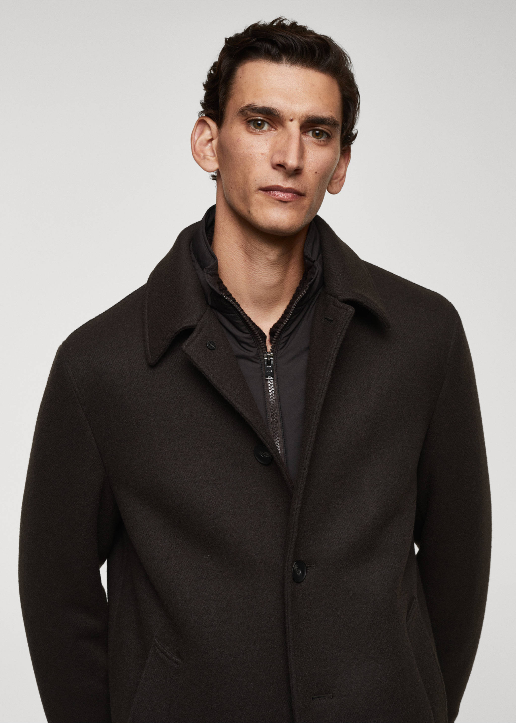 Thermoregulating wool coat - Details of the article 1, Brown. Ref: 57017709-00.