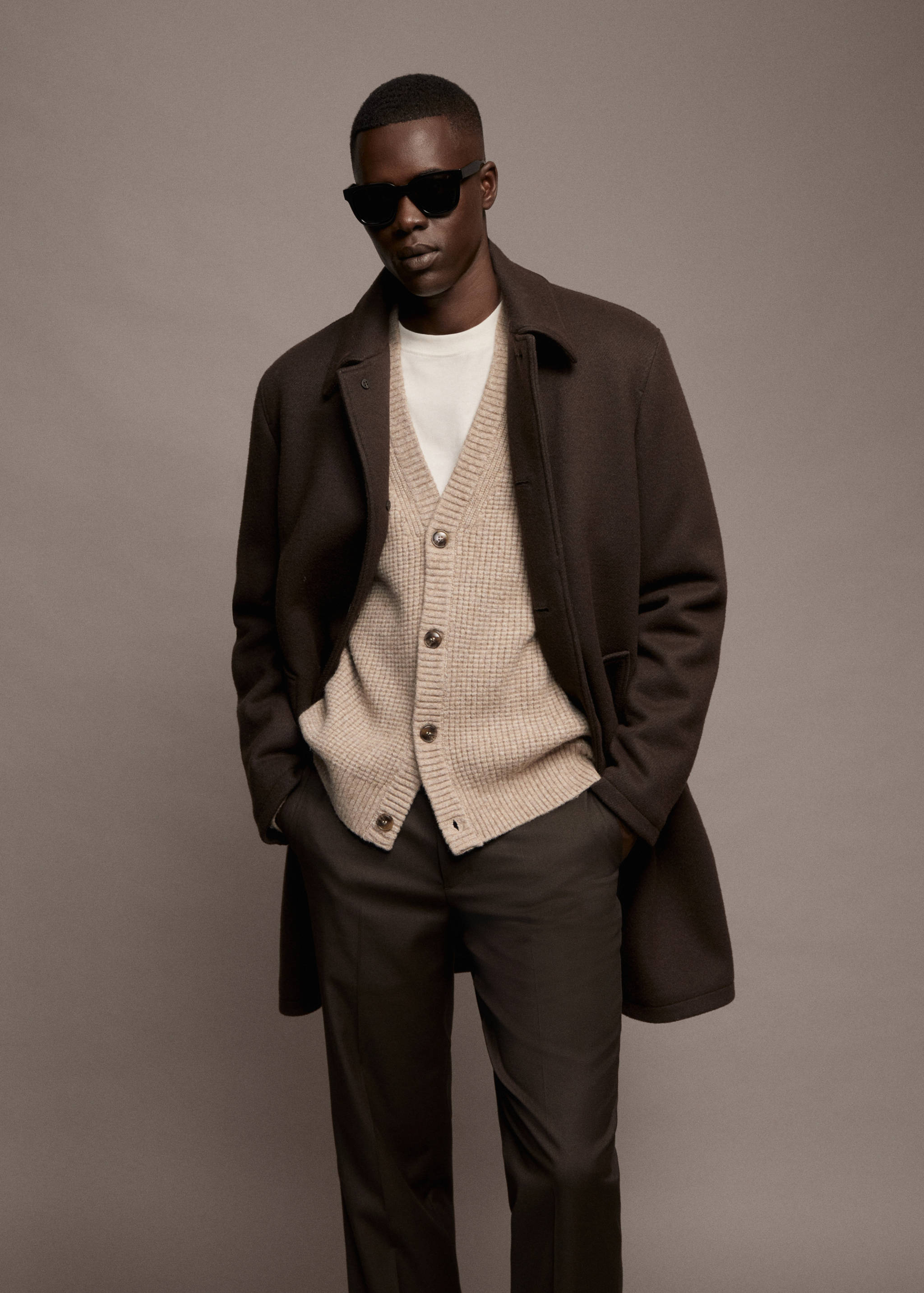 Thermoregulating wool coat - Details of the article 5, Brown. Ref: 57017709-00.