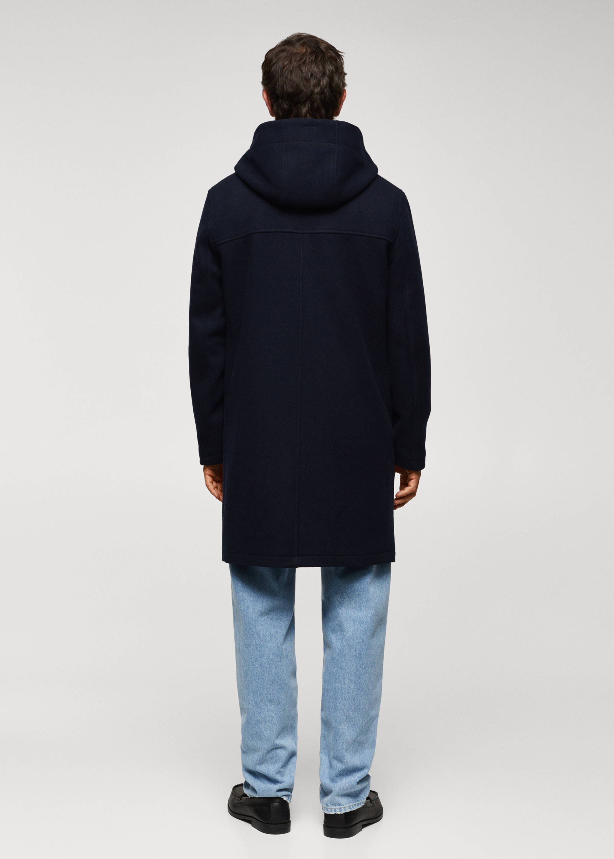 Recycled wool coat with hood - Reverse of the article