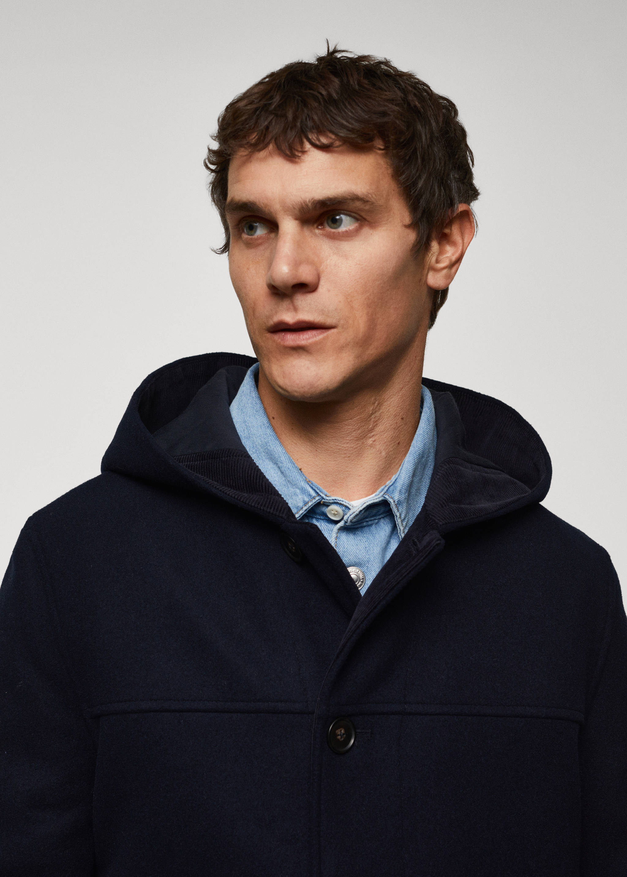 Recycled wool coat with hood - Details of the article 1