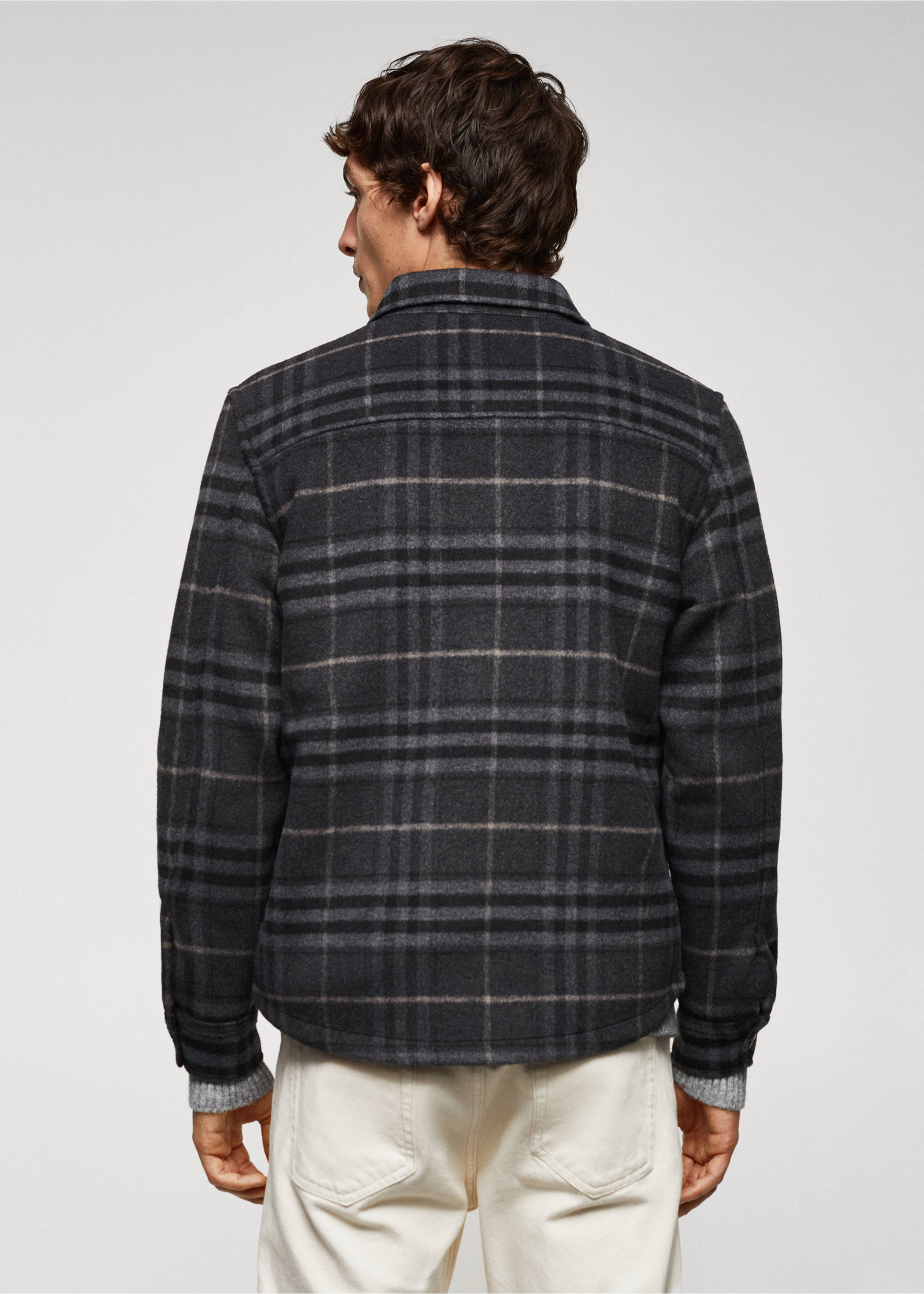 Check wool overshirt - Reverse of the article, Charcoal. Ref: 57017713-00.