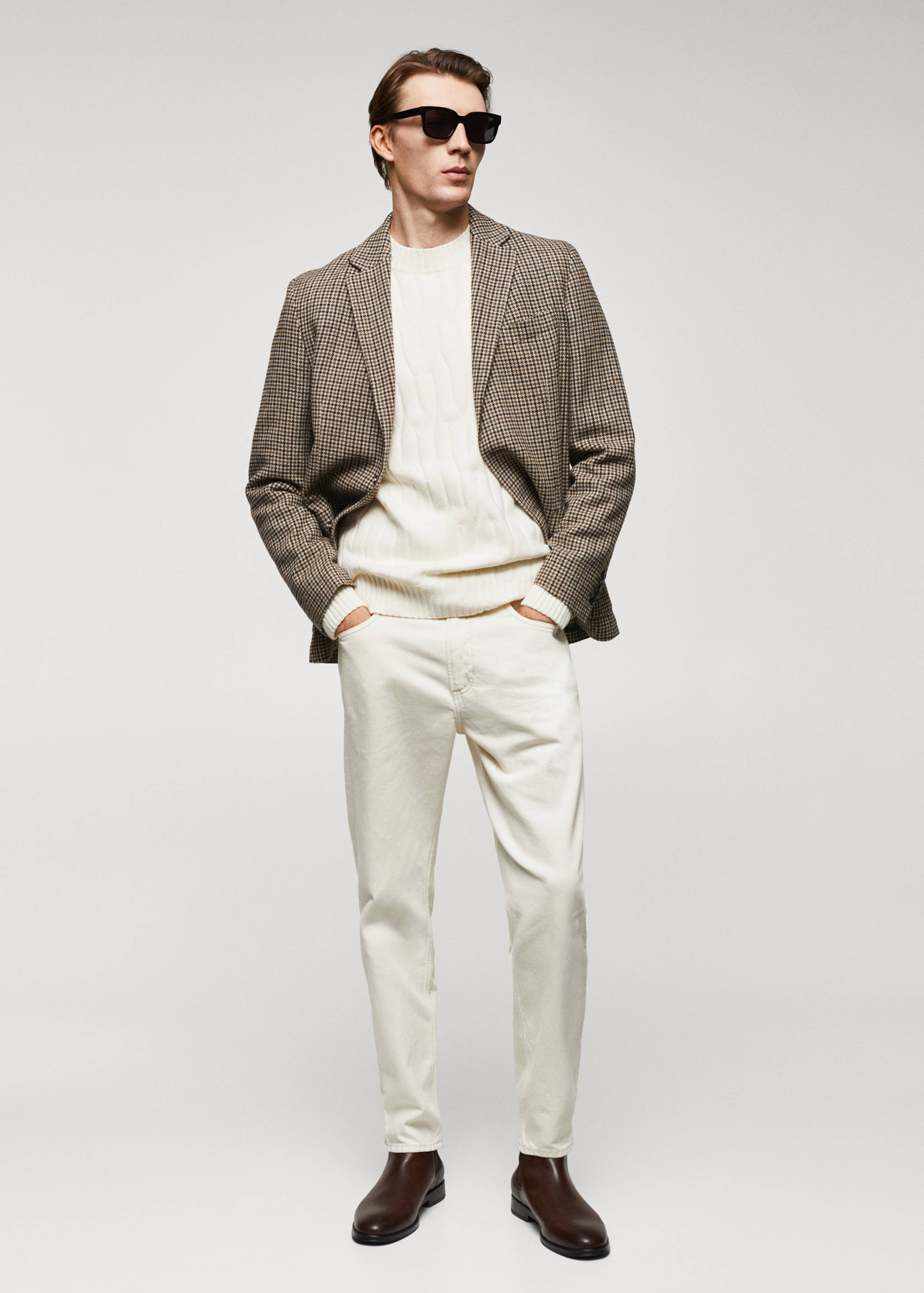 Pull-over laine mélangée torsades - Plan général