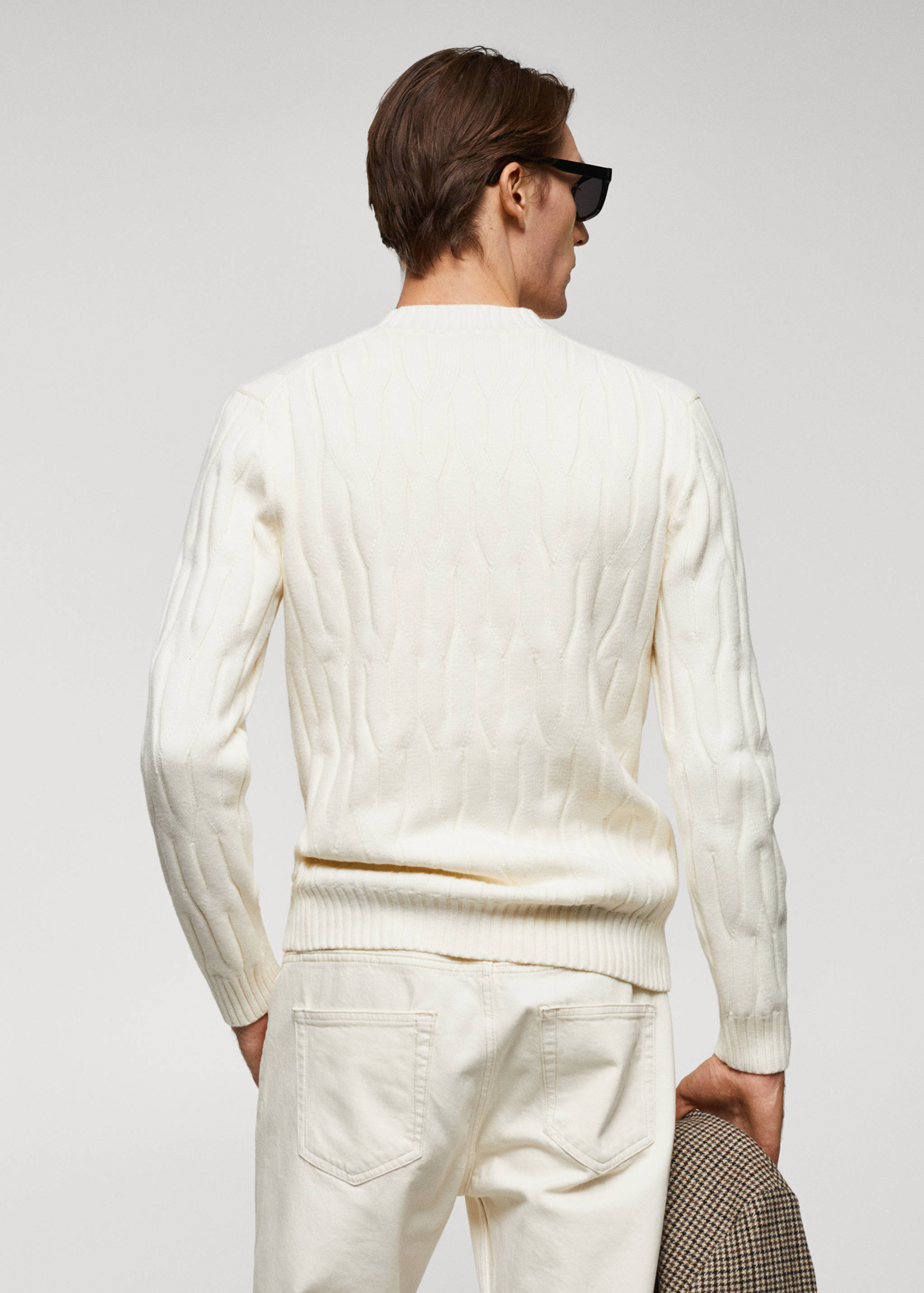 Pull-over laine mélangée torsades - Verso de l’article