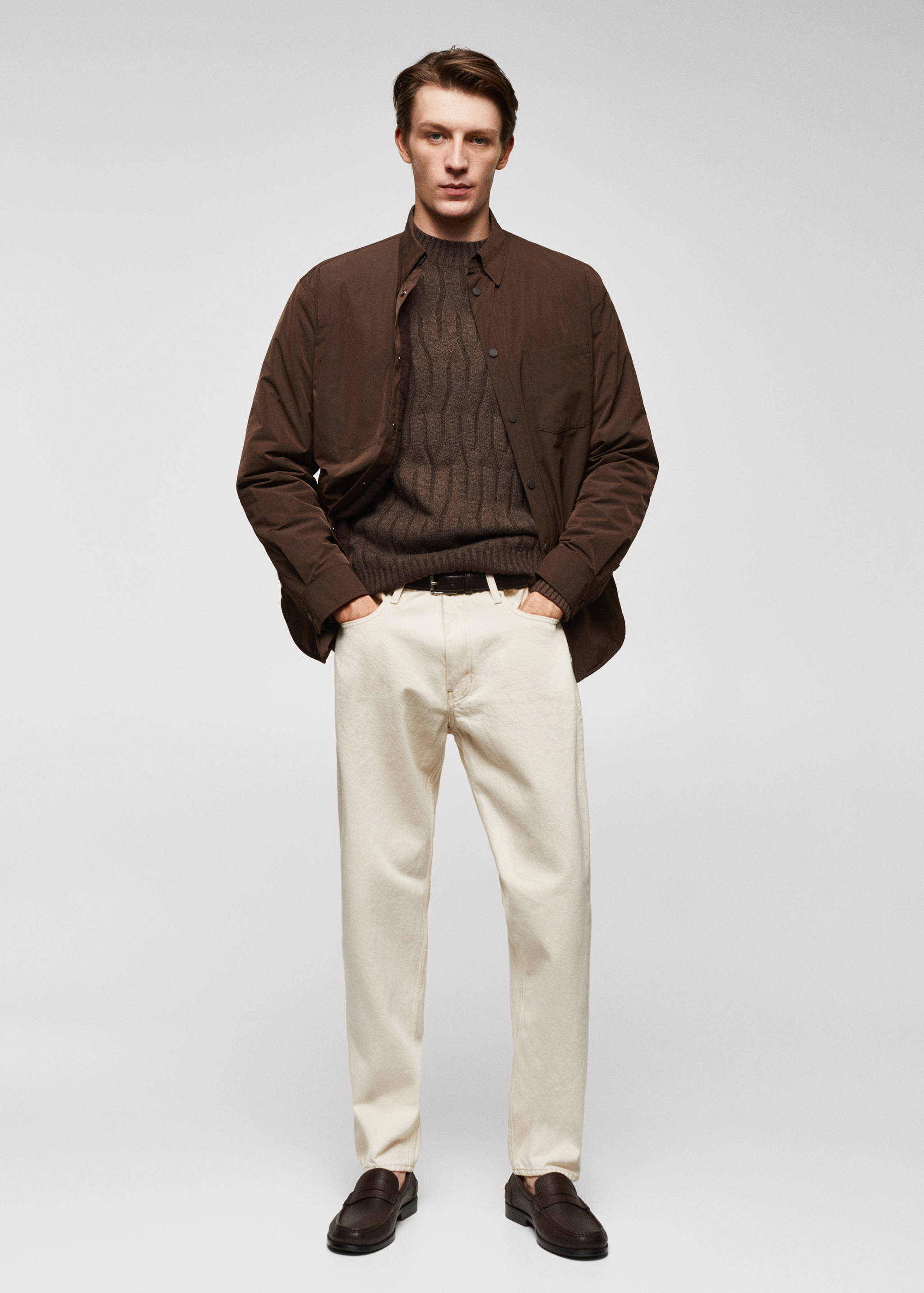 Pull-over laine mélangée torsades - Plan général