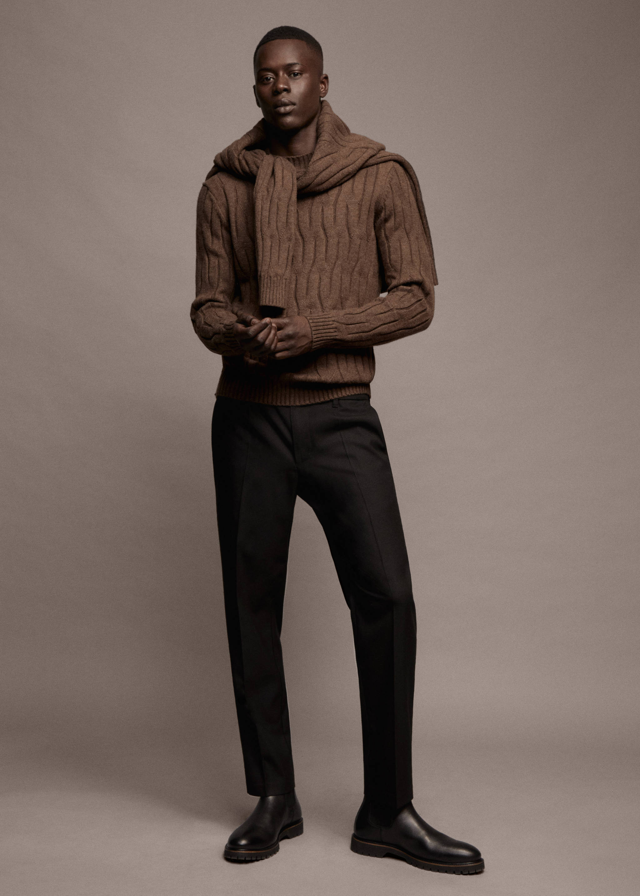 Pull-over laine mélangée torsades - Détail de l'article 6