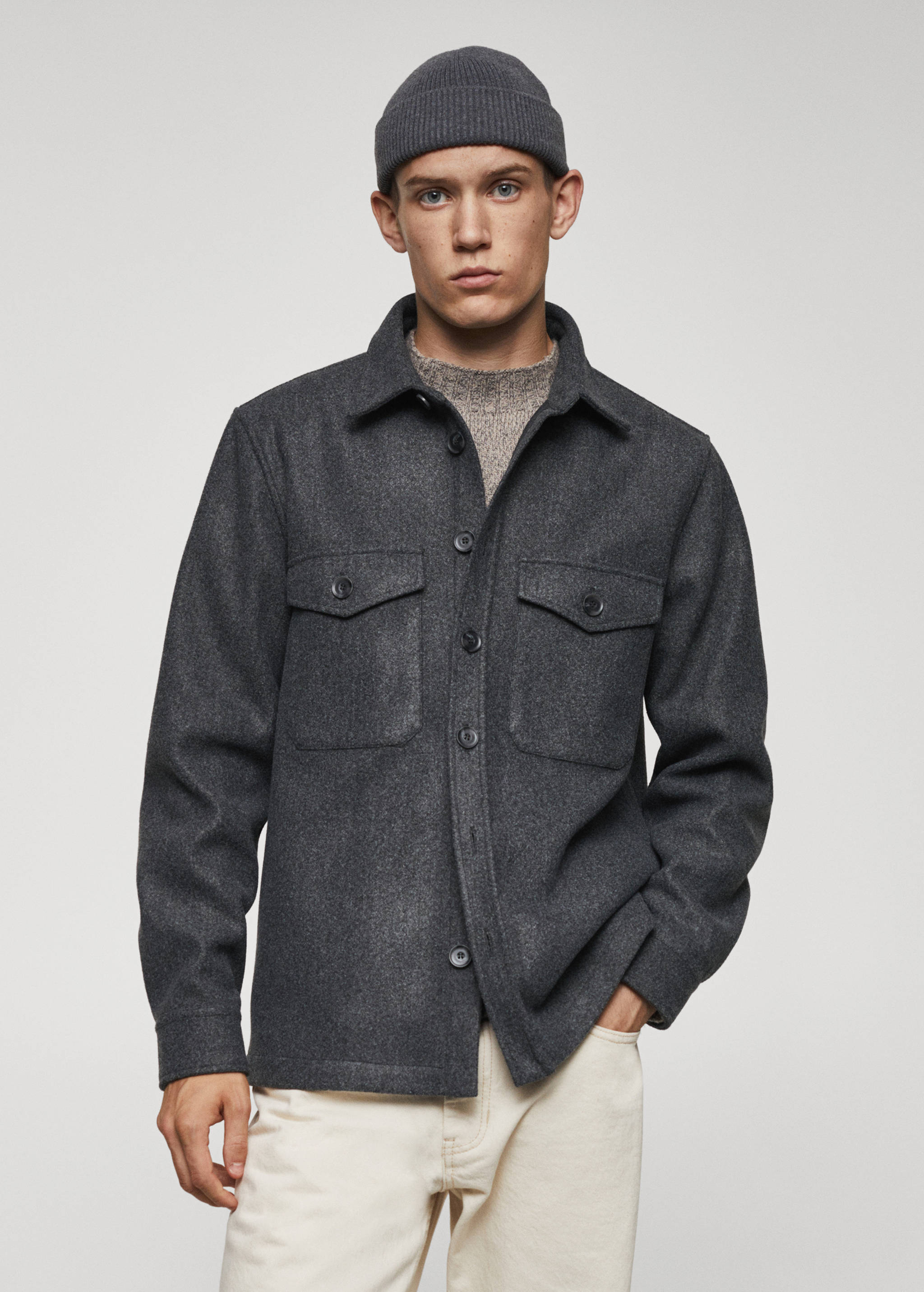 Flannel overshirt with pockets - Medium plane