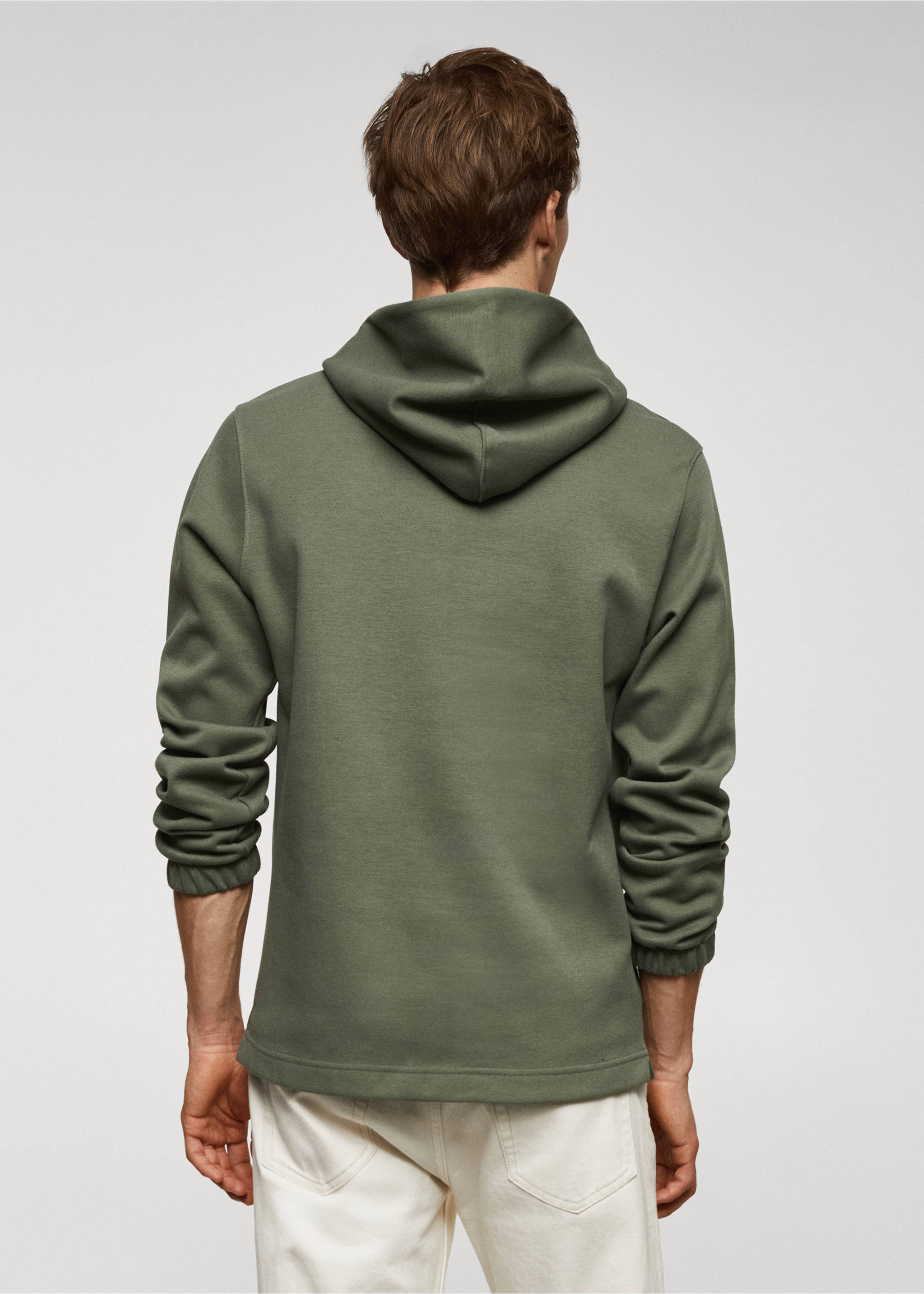 Sudadera algodón capucha - Reverso del artículo, Verde bosque. Ref: 57017743-00.