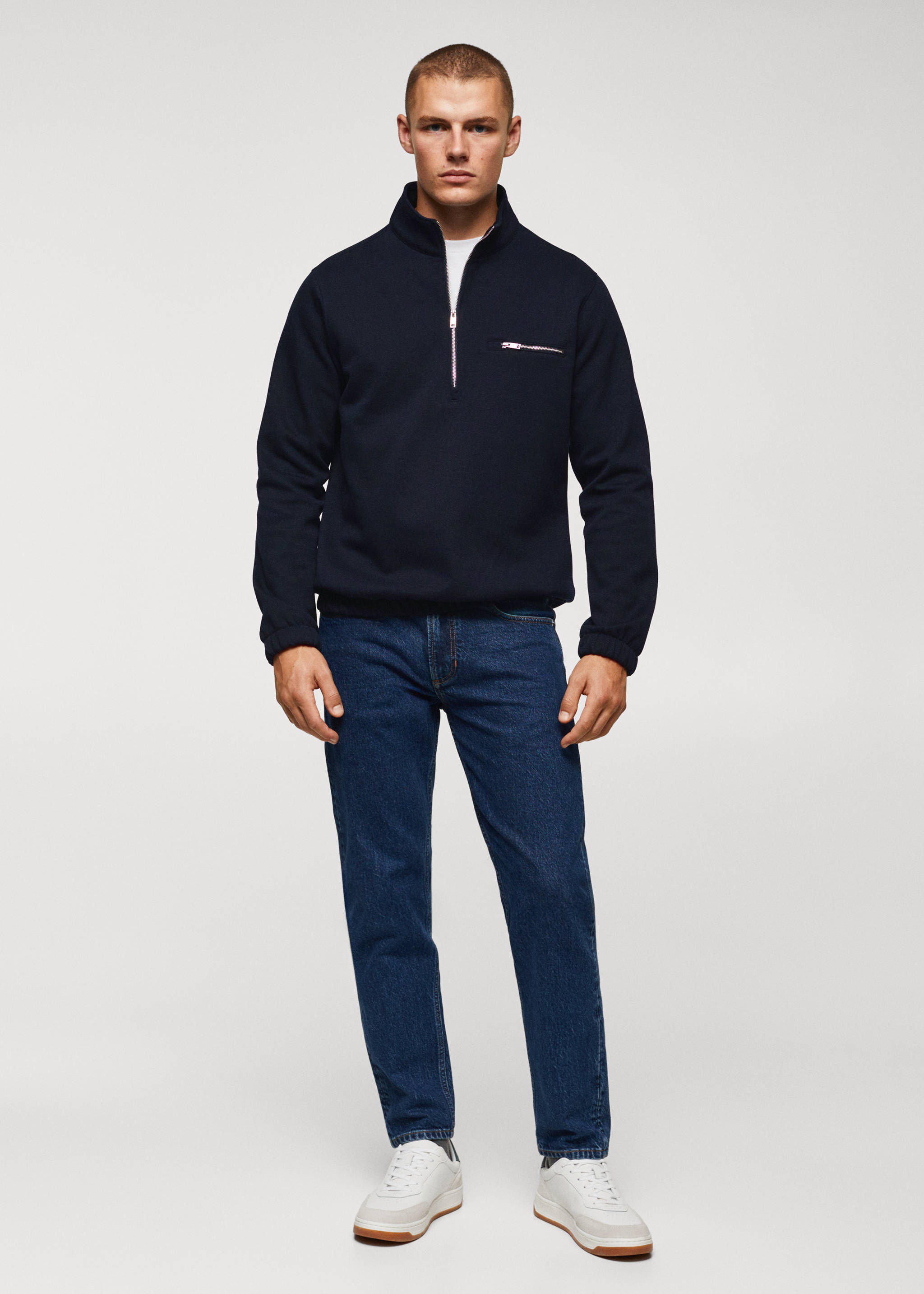 Хлопковый свитшот с воротником на молнии - Общий план